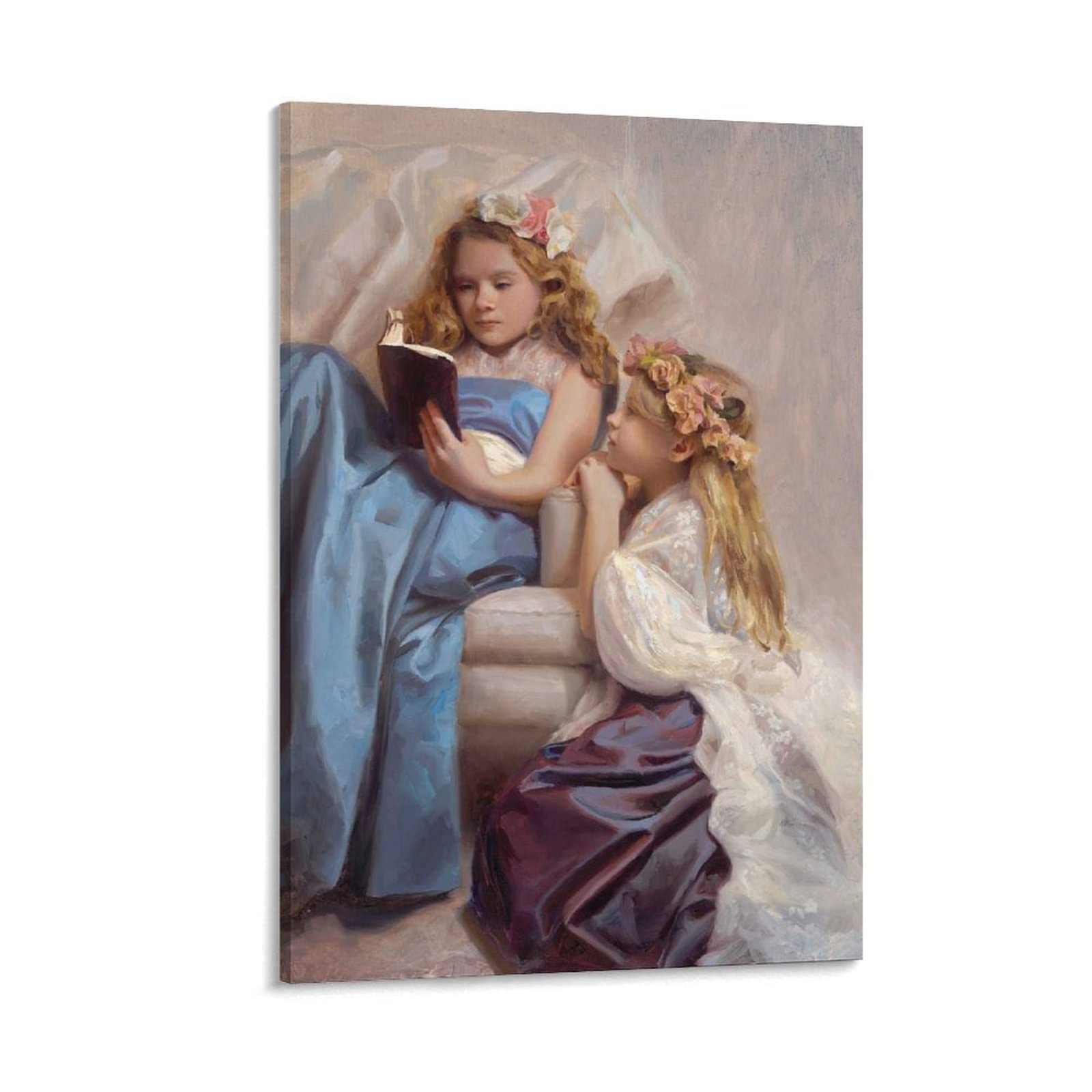 Victorian Era Girl Wall Art - 24x36 Inch (60x90cm) Canvas Painting Poster for Kids Room, Living Room & Bedroom Decor - Perfect Gift for Home, Nursery & Office Decoration