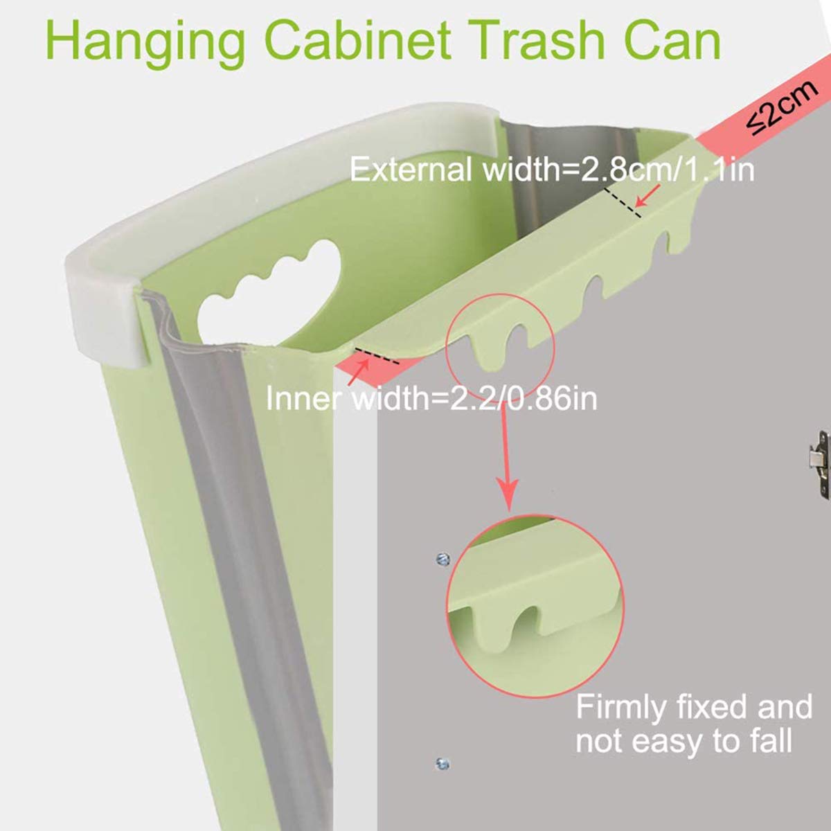 Collapsible Hanging Trash Can - 10L/2.6 Gallon Small Garbage Bin for Kitchen Cabinet Door | Portable Folding Waste Container for Home, Office & Outdoor Use | Space-Saving Green Plastic Recycling Bin (Green)