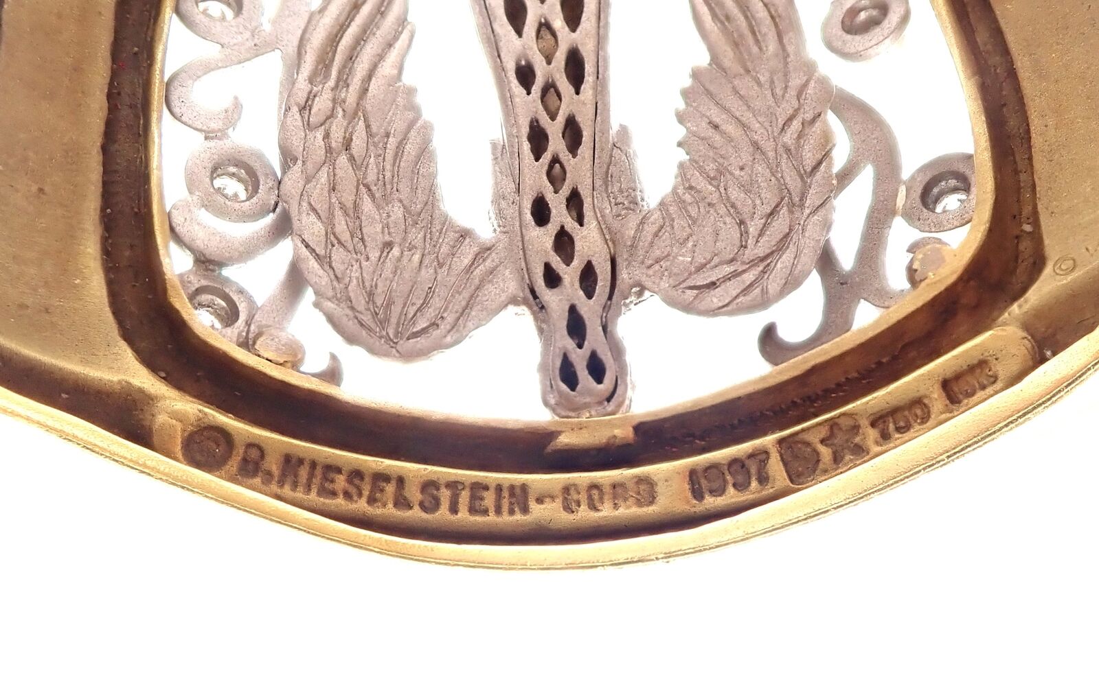 Authentic Kieselstein Cord 18k Gold Diamond Angel In My Window Bangle Bracelet - Luxury Jewelry Gift for Women, Elegant Party & Wedding Accessory