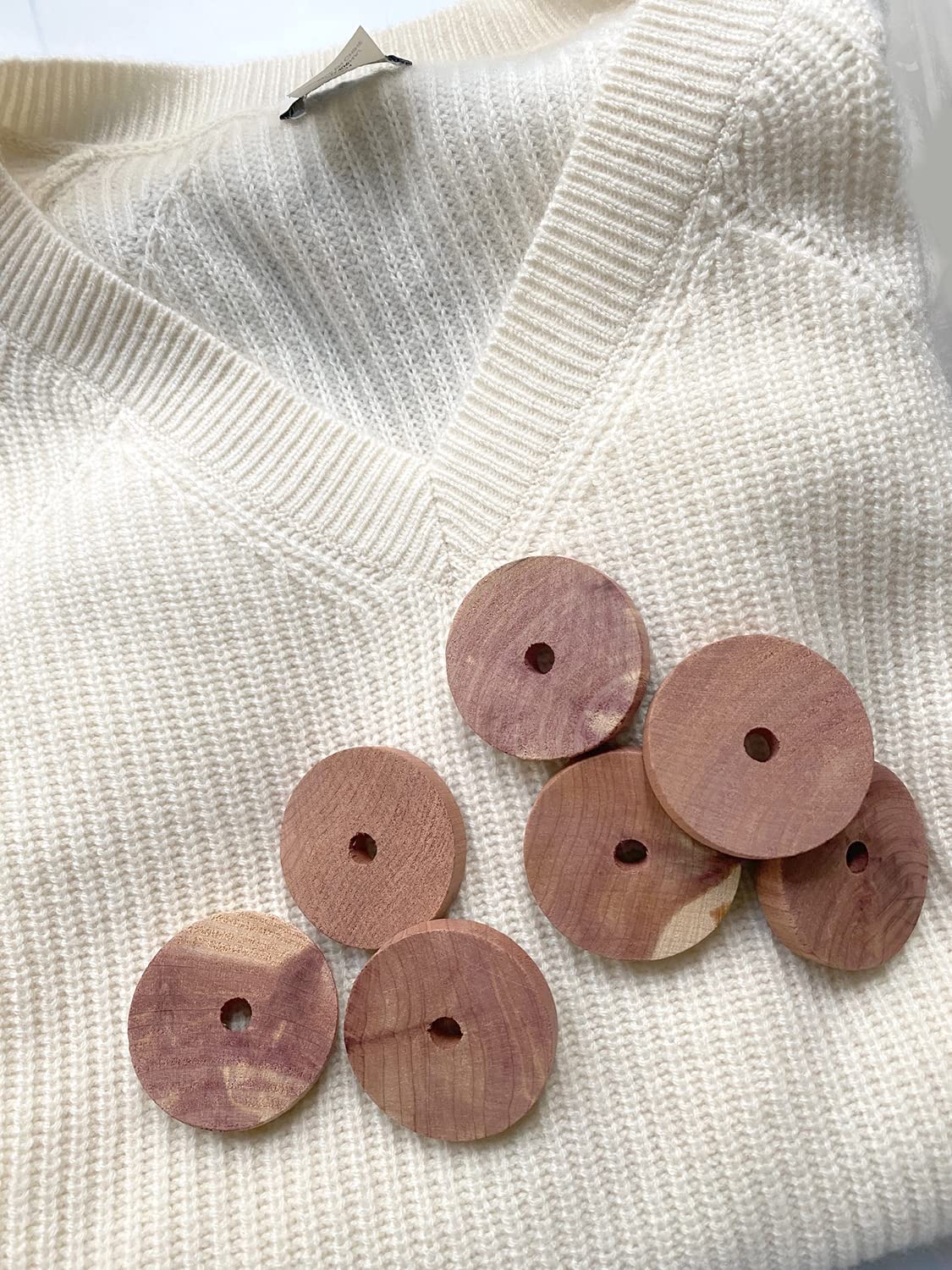 Natural Cedar Wood Closet Storage Accessories - 20 Pack Cedar Hanger Rings for Clothes Protection | Wardrobe Organizer for Moths & Odor Control | Perfect for Closets, Drawers & Travel Luggage