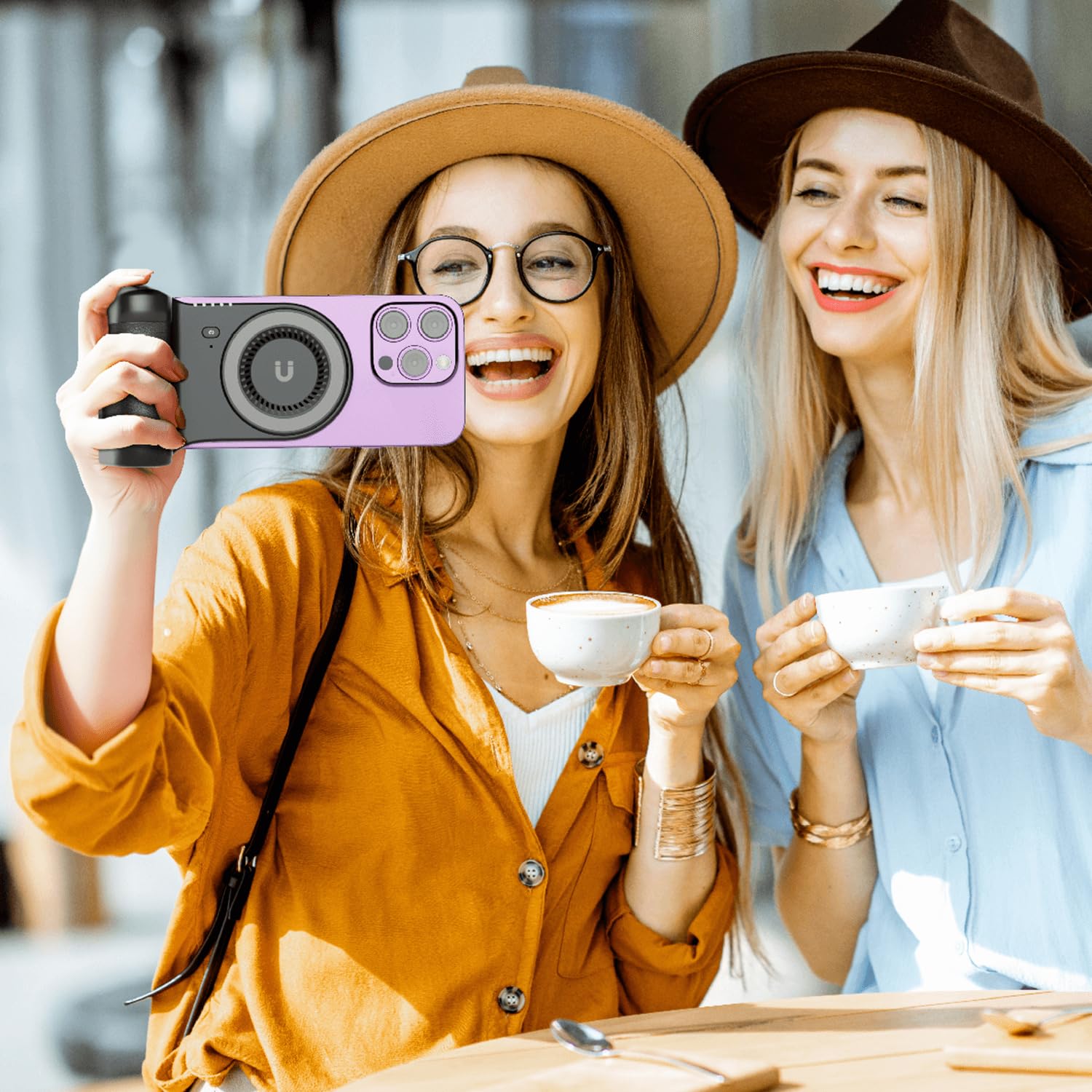 Vimitty Magnetic Phone Stand with 5,000mAh Power Bank - Portable Charging Stand & Phone Holder with Grip Handle for iPhone & Android - Perfect for Desk Use, Travel, and Video Shooting