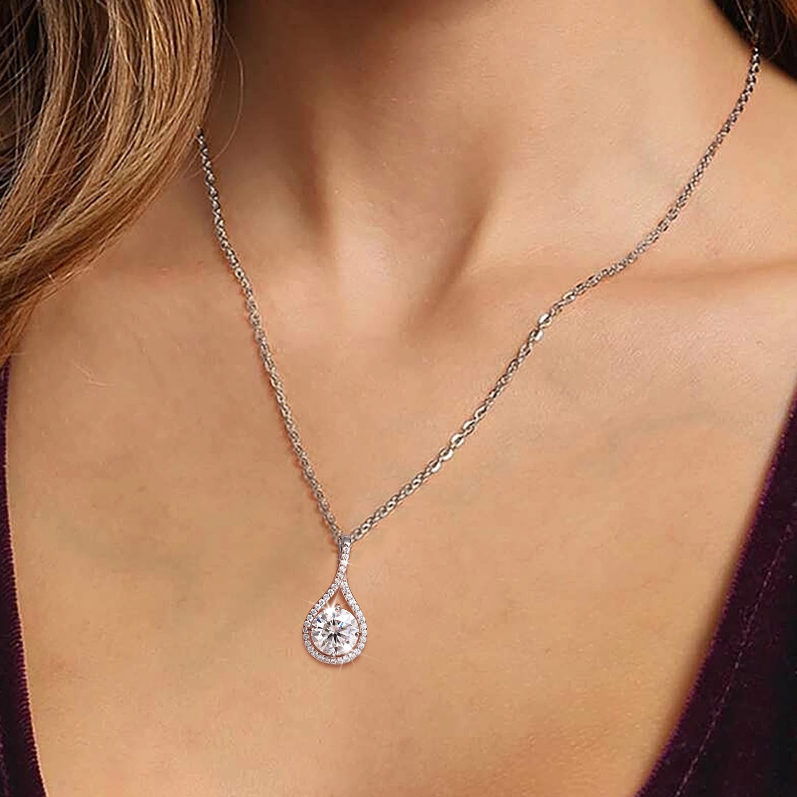 Moissanite Necklace for Women - 925 Sterling Silver 18K Gold Plated 0.5-6.0CT Diamond Alternative Pendant Jewelry Gift for Anniversary, Birthday, Wedding - Perfect for Wife, Mom, Girlfriend - Elegant for Date Night, Party & Special Occasions