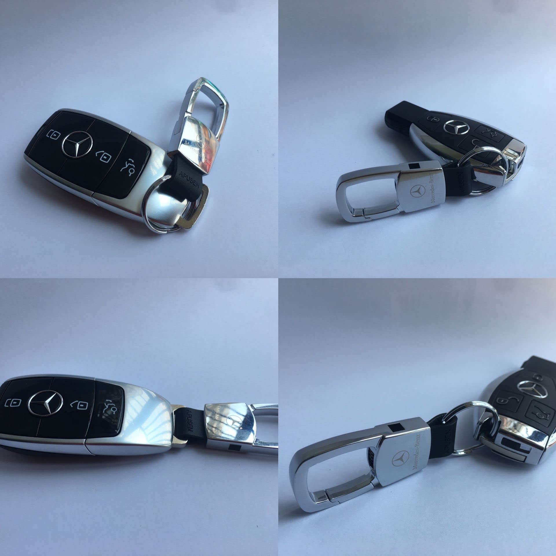 Premium Laser Engraved Keychains for Mercedes Benz, AMG, Audi & Lincoln - Genuine Leather Key Chain with Detachable Key Ring - Perfect for Car Enthusiasts & Luxury Gift Giving