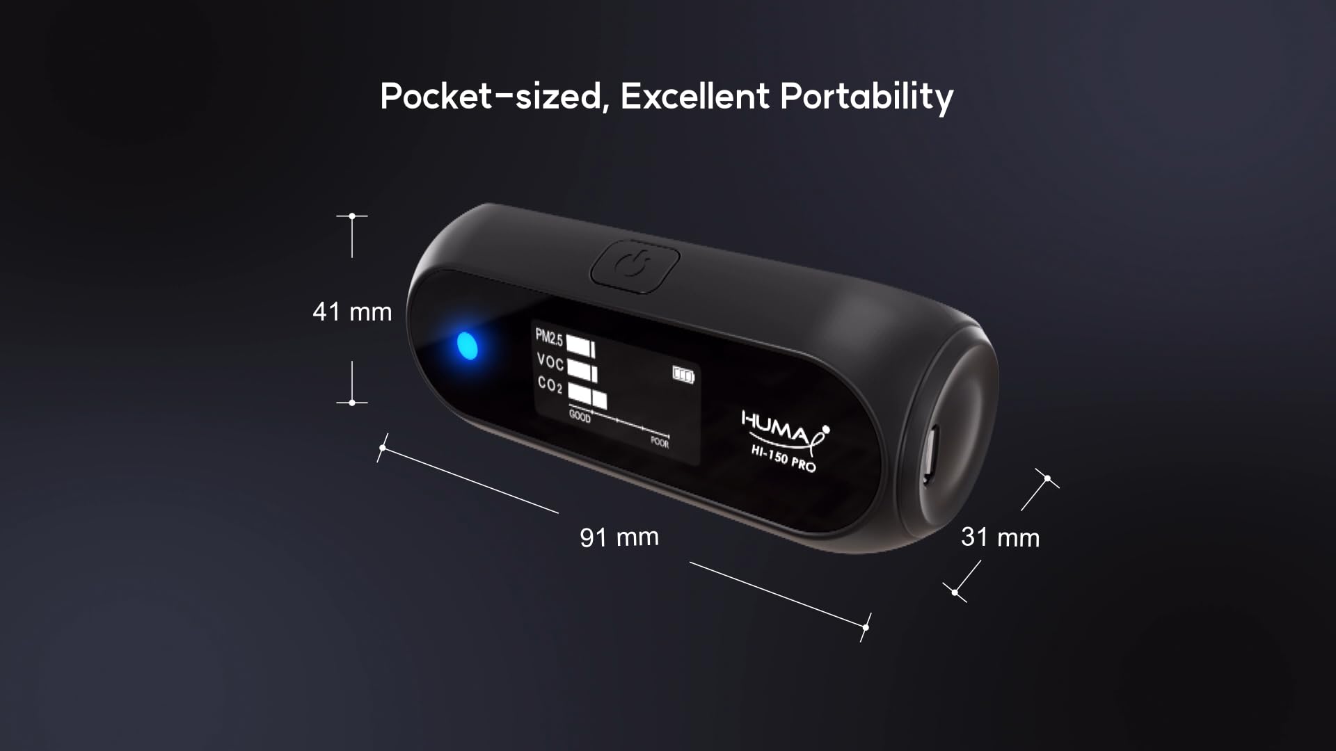 HI-150PRO Air Quality Monitor - Portable Indoor Air Quality Tester for Home, Office & Car - Measures PM2.5, PM10, CO2, Temperature & Humidity - Ideal for Health Monitoring & Air Purifier Optimization