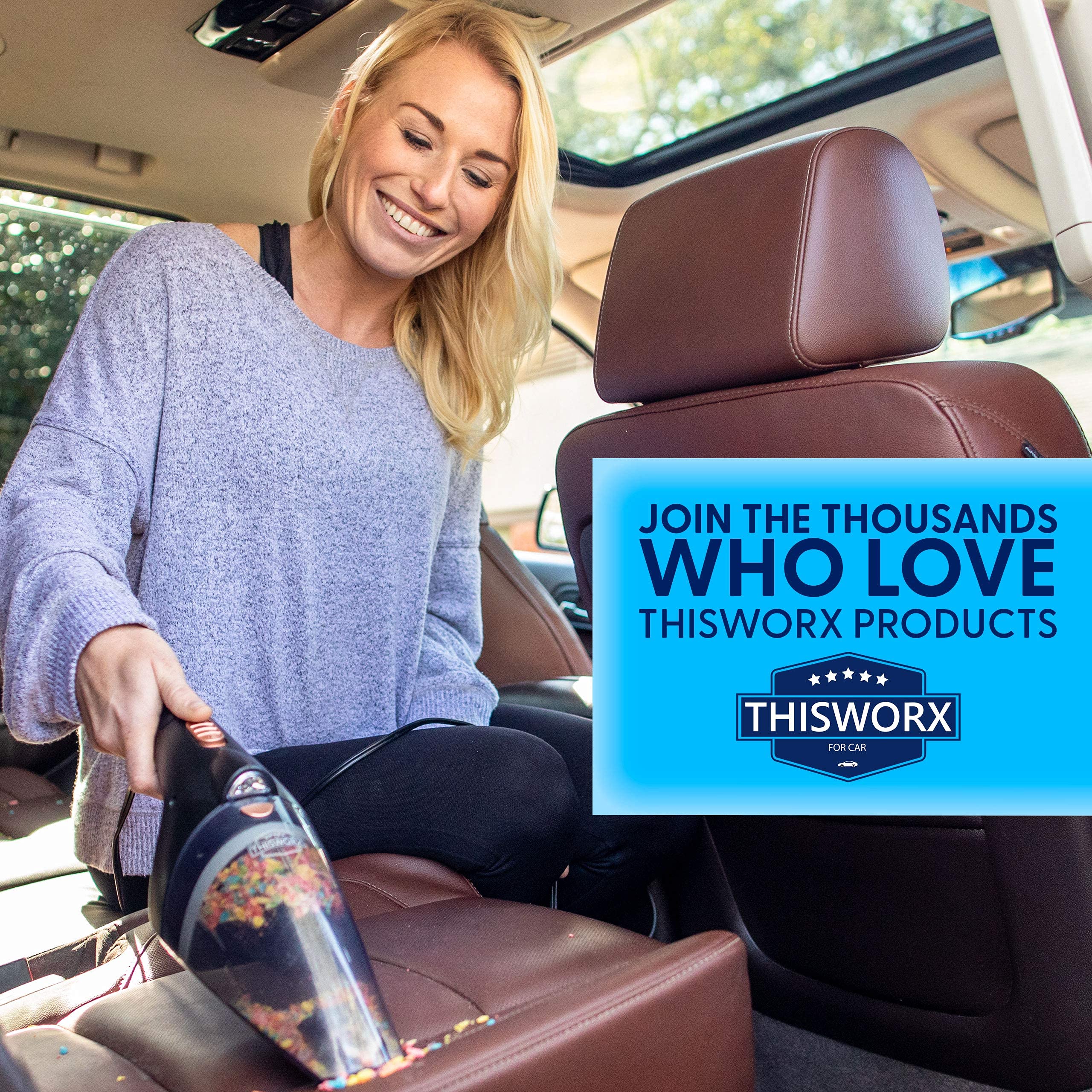 ThisWorx Portable Car Vacuum Cleaner with 16ft Cord & Attachments - Ideal for Cars, RVs, Boats & Travel