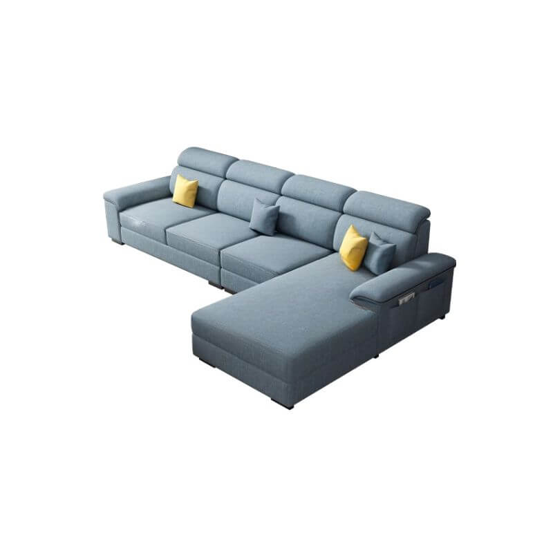 L-Shaped Right Chaise Sofa with Concealed Support & Solid Wood Frame - Perfect for Living Room, Home Theater, and Small Spaces