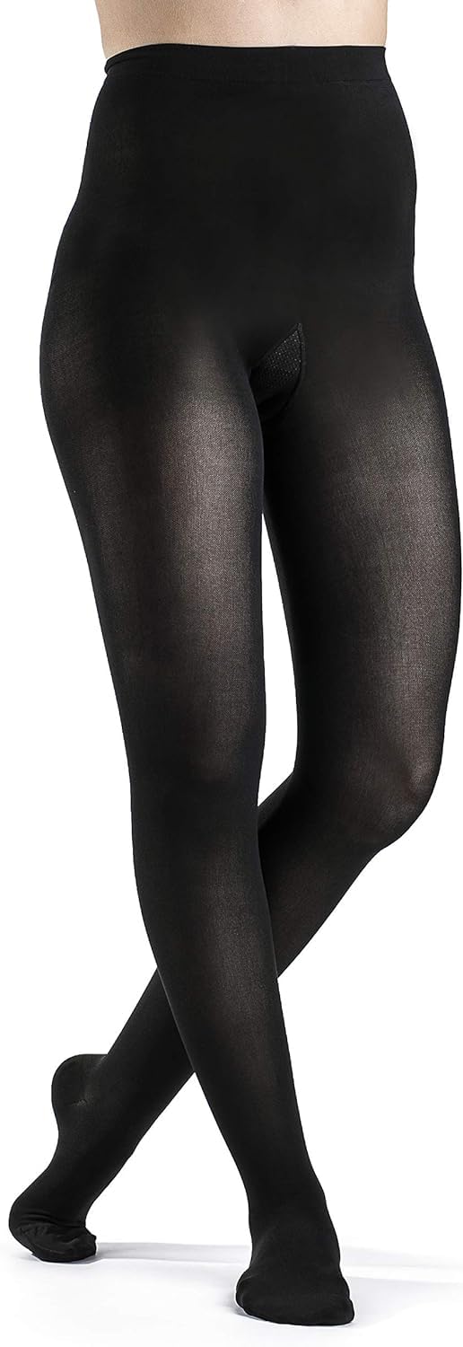 SIGVARIS Women's Soft Opaque 840 Closed Toe Pantyhose 30-40mmHg Compression Stockings - Black - Small Short for Varicose Veins & Swelling Relief - Perfect for Work, Travel & Everyday Comfort