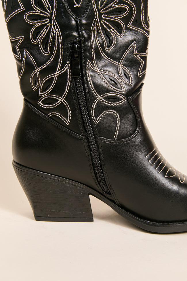 Elk Black Cowboy Booties for Women - Stylish Western Ankle Boots with Comfortable Heel - Perfect for Country Dancing, Rodeo, and Casual Outfits