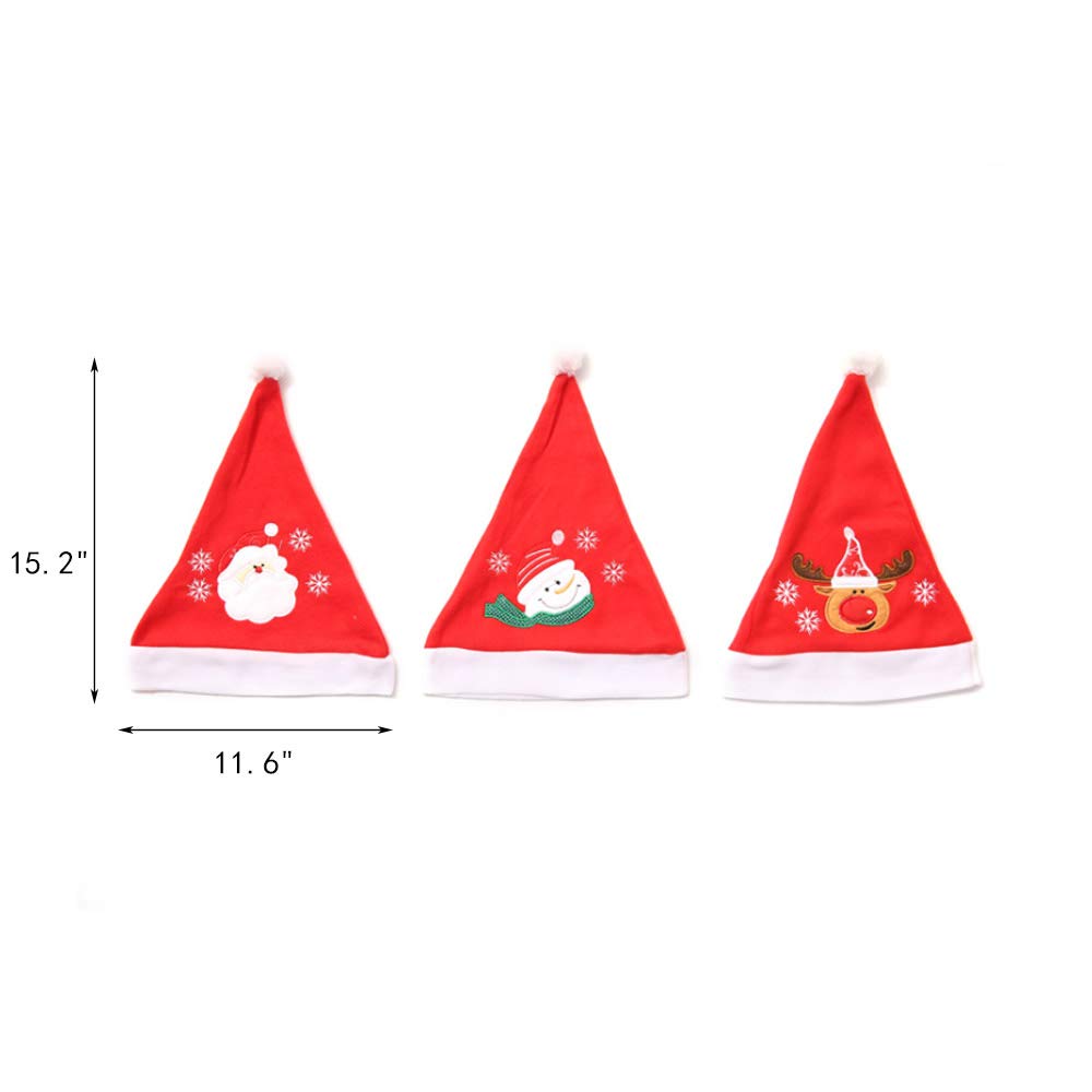 3 Pack Plush Santa Hats - 11.6