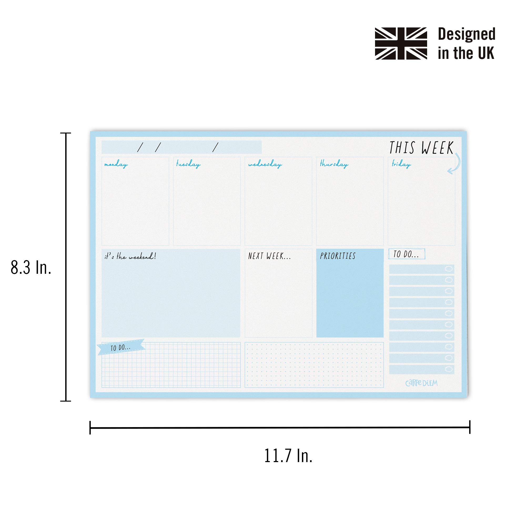 Pukka Pad Carpe Diem Weekly Planner Notebook - Sky Blue A5 Planner for Students, Office & Productivity | Perfect for Scheduling, Goal Setting & Daily Organization