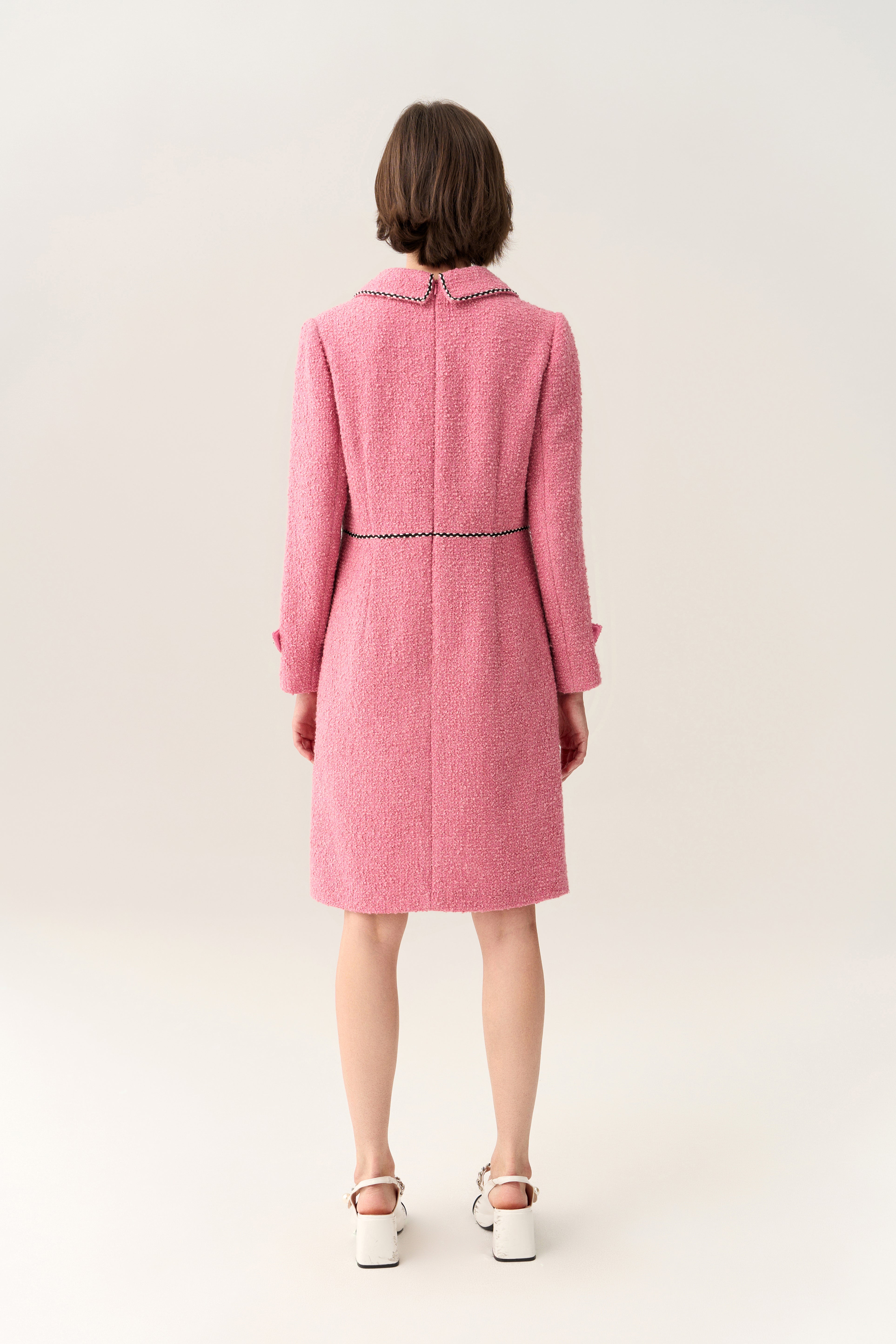Elegant Lapel Midi Dress for Women - Flattering A-Line Cocktail Dress with V-Neck & Sleeves | Perfect for Office, Wedding & Special Occasions