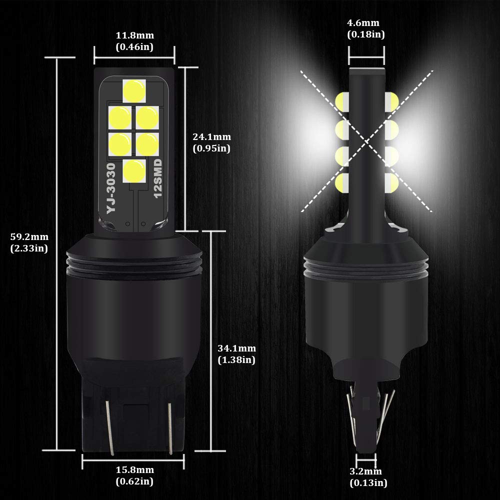 SOCAL-LED 7440 7443 Amber Yellow LED Turn Signal Bulb - 3030 SMD Super Bright for DRL, Brake, Parking & Tail Lights - Pack of 2 - Perfect for Cars, Trucks & Motorcycles Day & Night Driving