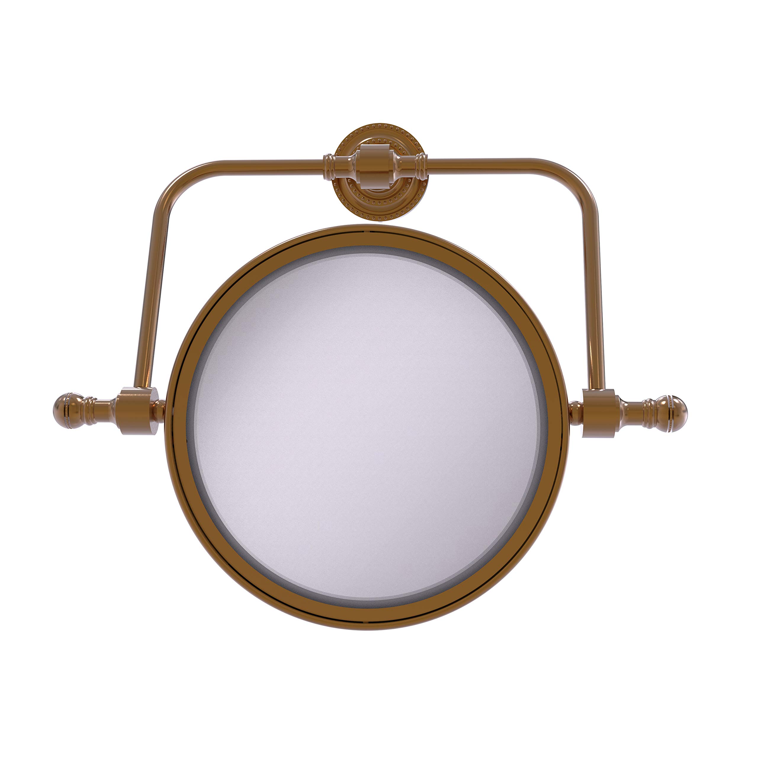 Allied Brass RDM-4/2X Retro Dot Wall Mount Swivel Makeup Mirror - 8 Inch Diameter with 2X Magnification, Brushed Bronze Finish - Perfect for Bathroom Vanity, Dressing Room & Bedroom Decor