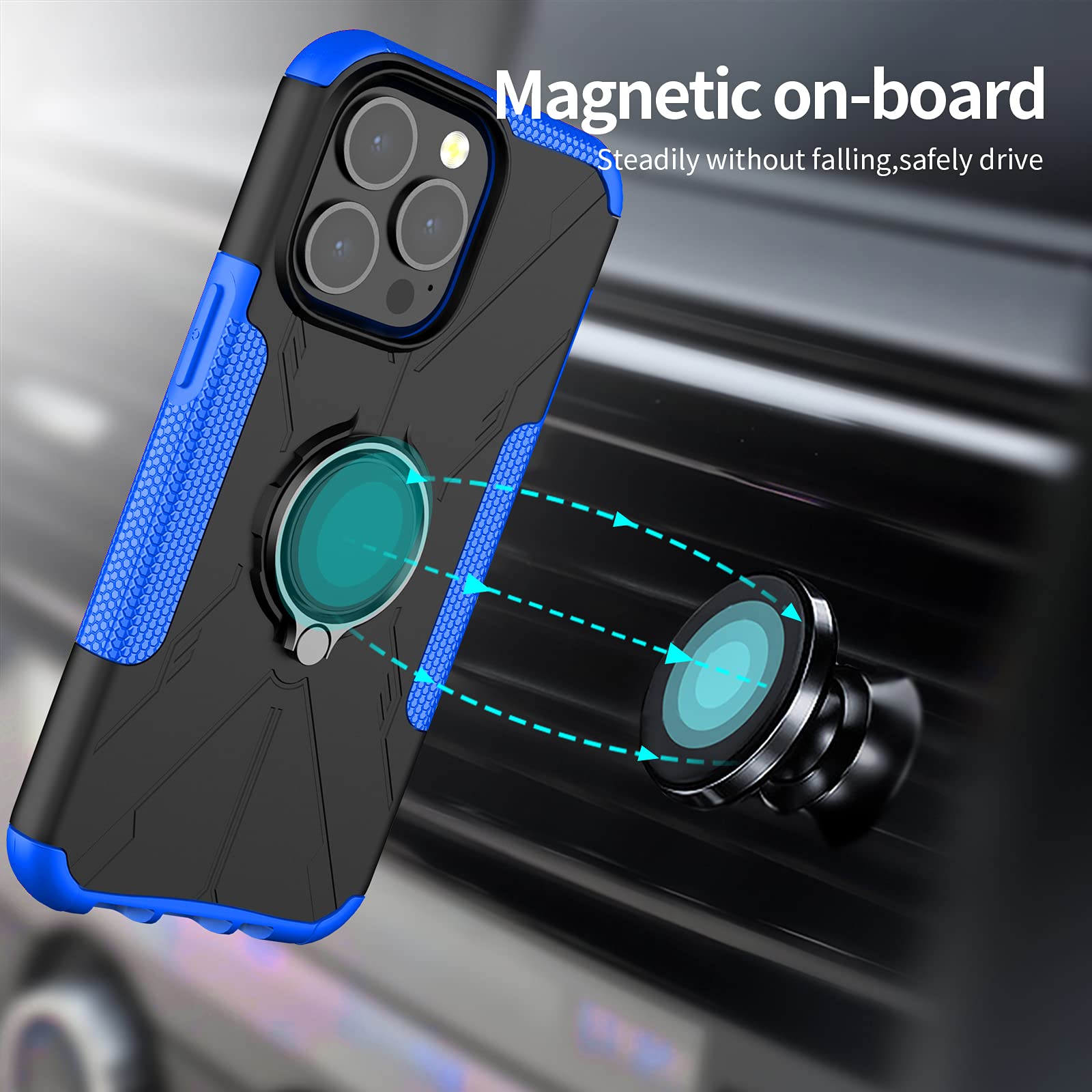 ASUWISH iPhone 13 Pro Case with Tempered Glass Screen Protector & Ring Holder - 6.1 Inch Shockproof Rugged Cover for iPhone 13 Pro 5G (Blue) - Perfect for Daily Use, Outdoor Activities & Work Protection