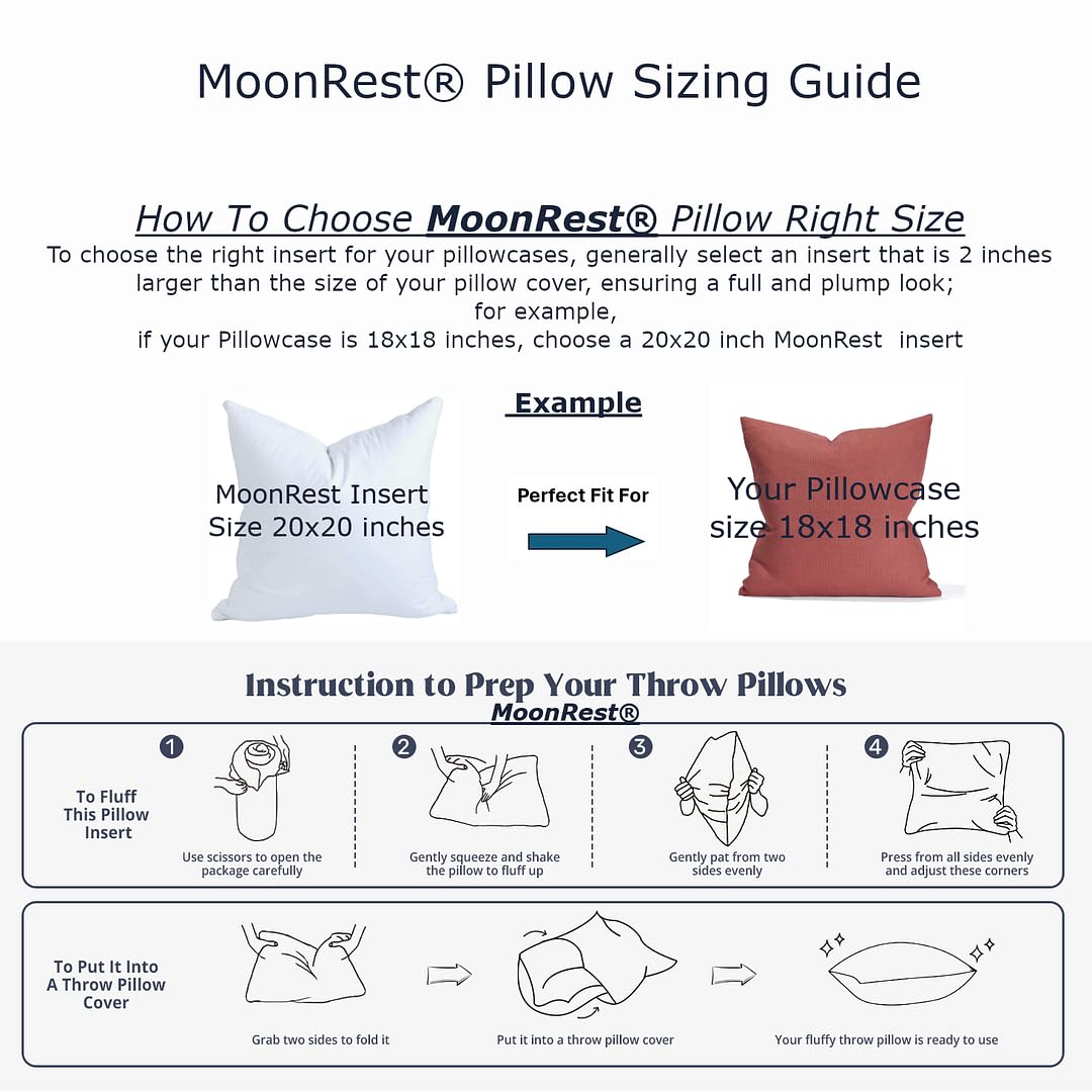 MoonRest® 4-Pack Square Pillow Inserts - 27x27 Inch Hypoallergenic Synthetic Down Alternative with Woven Cotton Cover - Perfect for Sofa, Couch, Bed & Home Decor