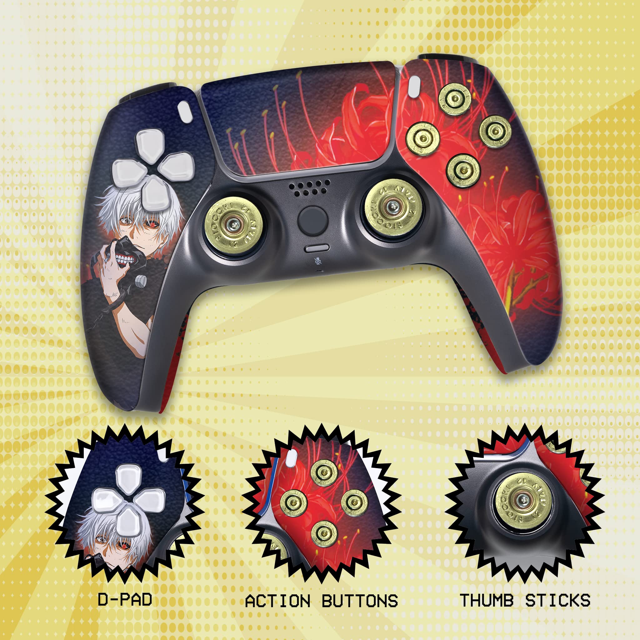 Tokyo Ghoul Custom Wireless PS5 Controller - Compatible with Playstation 5 Console | Hydro-Dip Printed Gamepad (Not Just a Skin) | Officially Licensed & Made in USA | Perfect for Gaming, Streaming & Esports Tournaments