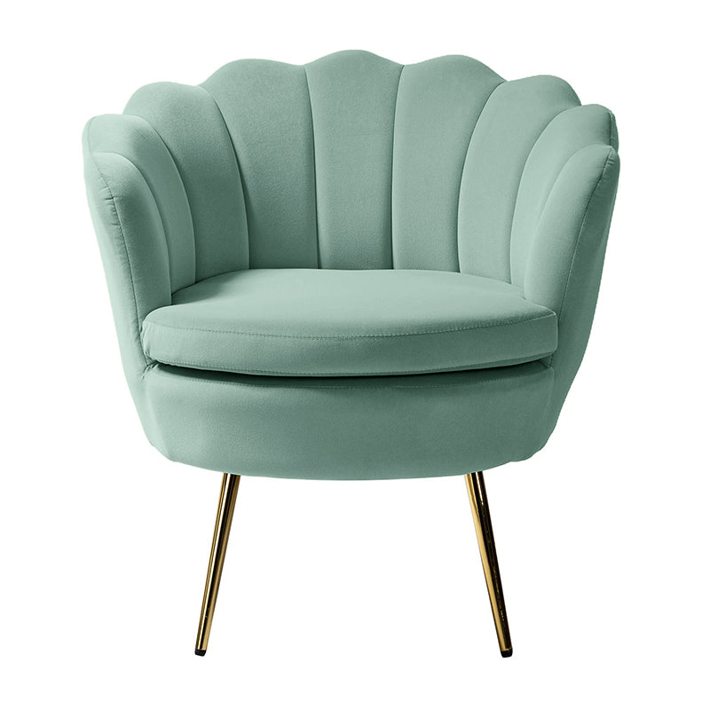 Evelia Velvet Scalloped Barrel Chair - Luxurious Velvet Accent Chair with Curved Back for Living Room, Bedroom & Office - Perfect for Reading Nook, Lounge Area or Home Decor