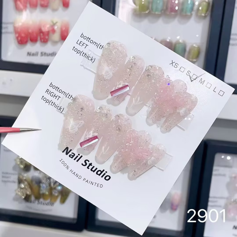Crystal Butterflies Press on Nails - Elegant False Nails with 3D Butterfly Designs for Women | Perfect for Parties, Weddings & Special Occasions