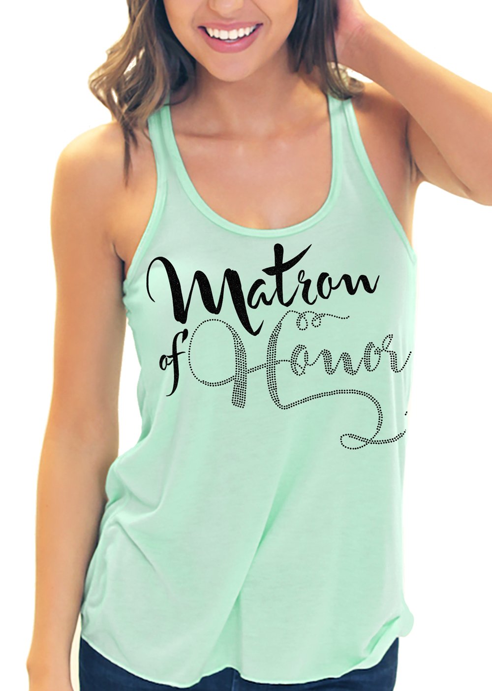 Elegant Rhinestone Bridesmaid Tank Top for Women - Flowy & Comfortable Wedding Party Apparel - Perfect for Bachelorette, Bridal Shower & Rehearsal Dinner