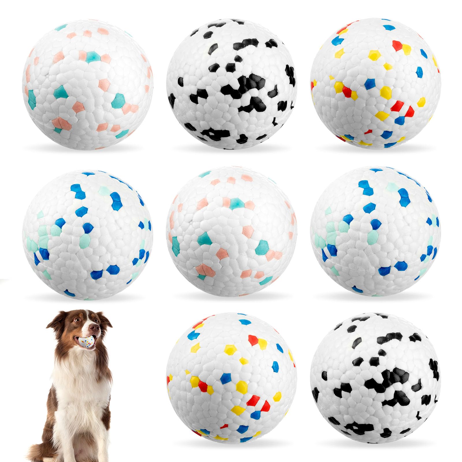 **Amylove 8-Pack Indestructible Dog Chew Toys - Durable Bouncy Floating Ball for Aggressive Chewers, Medium & Large Dogs - Fetch Training, Pool Play & Outdoor Fun (4 Colors, Small Size)**