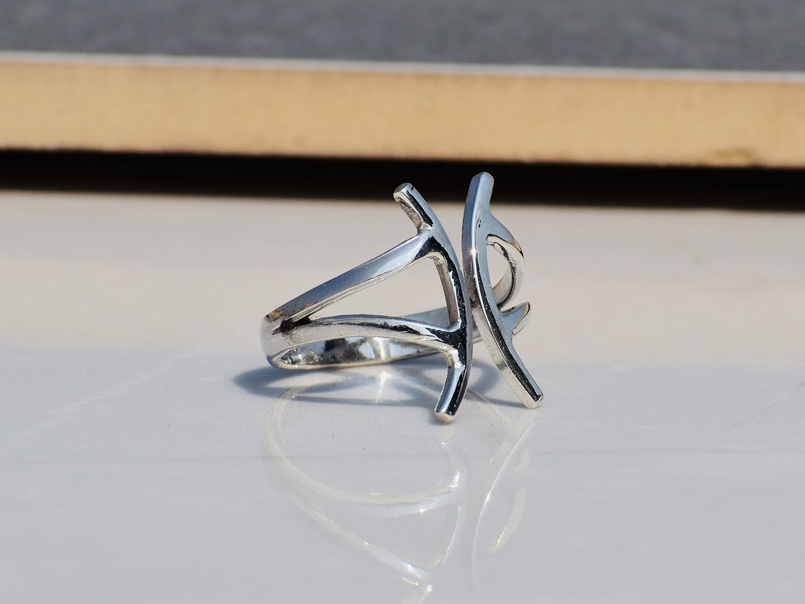 Sterling Silver Bar Ring - Adjustable Open Statement Ring for Women, Modern Unique One of a Kind Jewelry Gift (X 1/2) | Perfect for Parties, Weddings & Everyday Fashion Accessories