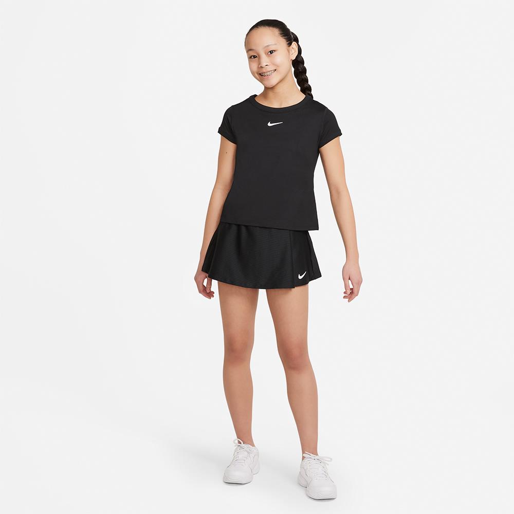 Nike Girls Victory Flouncy Skirt - Black | Breathable Tennis Skirt for Girls | Perfect for Sports, School & Casual Wear