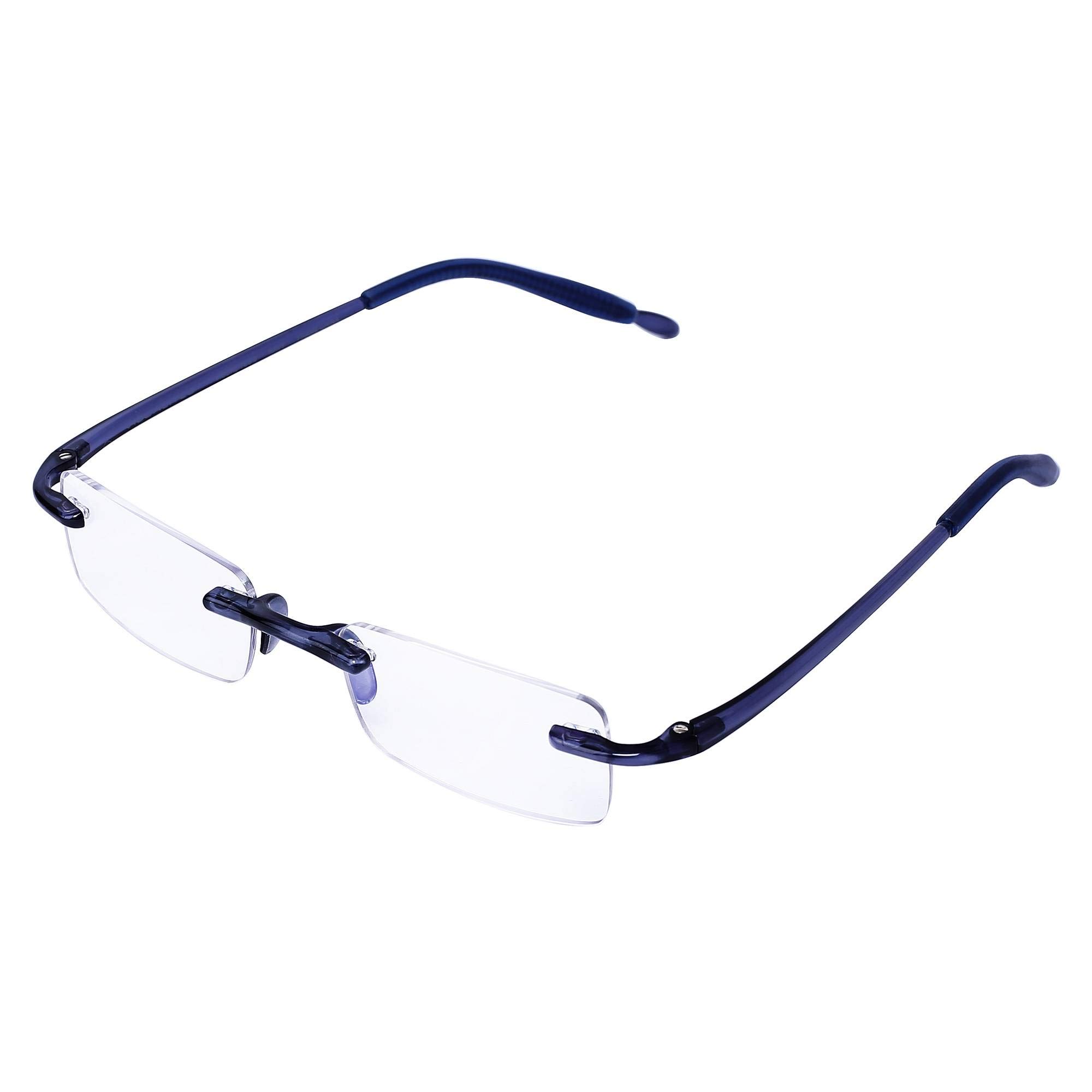 Lightweight Rimless Blue Light Blocking Computer Reading Glasses for Men & Women - Reduce Eye Strain for Work, Gaming & Screen Time