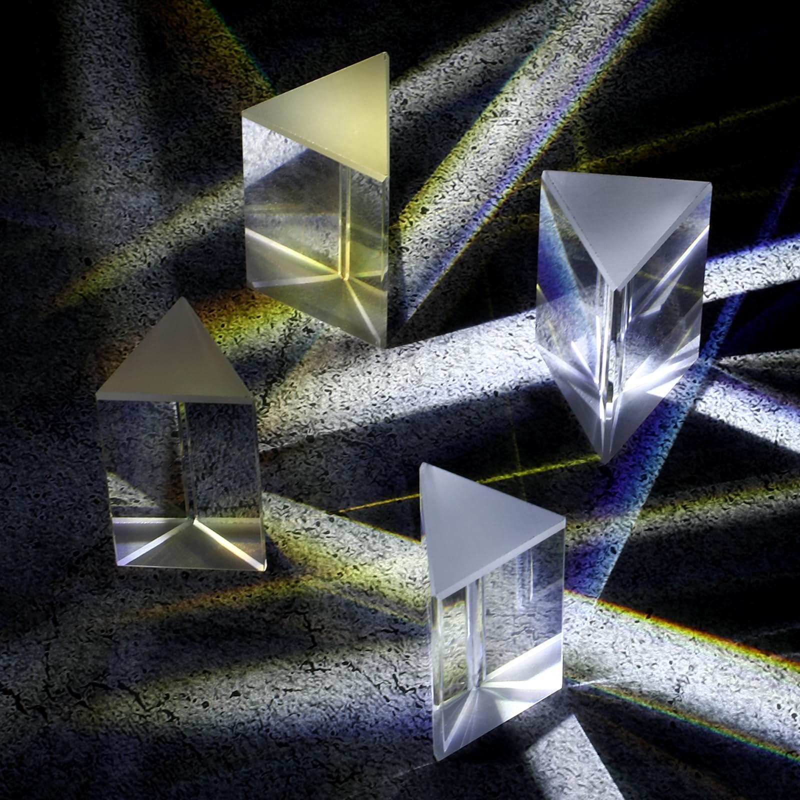 4 Pcs Optical Triangular Prism for Photography, Science Experiments & Physics Teaching - 2 Inch Crystal Prisms for Kids, Students & Back to School Supplies - Perfect for Rainbow Creation, Light Refraction & Educational STEM Projects
