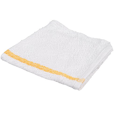 Kitchen Basics 51711 Gold Center Stripe Bar Mop Towels - 16x19 Inches, Pack of 12 - Premium Absorbent Cleaning Cloths for Kitchen, Bar, Restaurant & Household Use