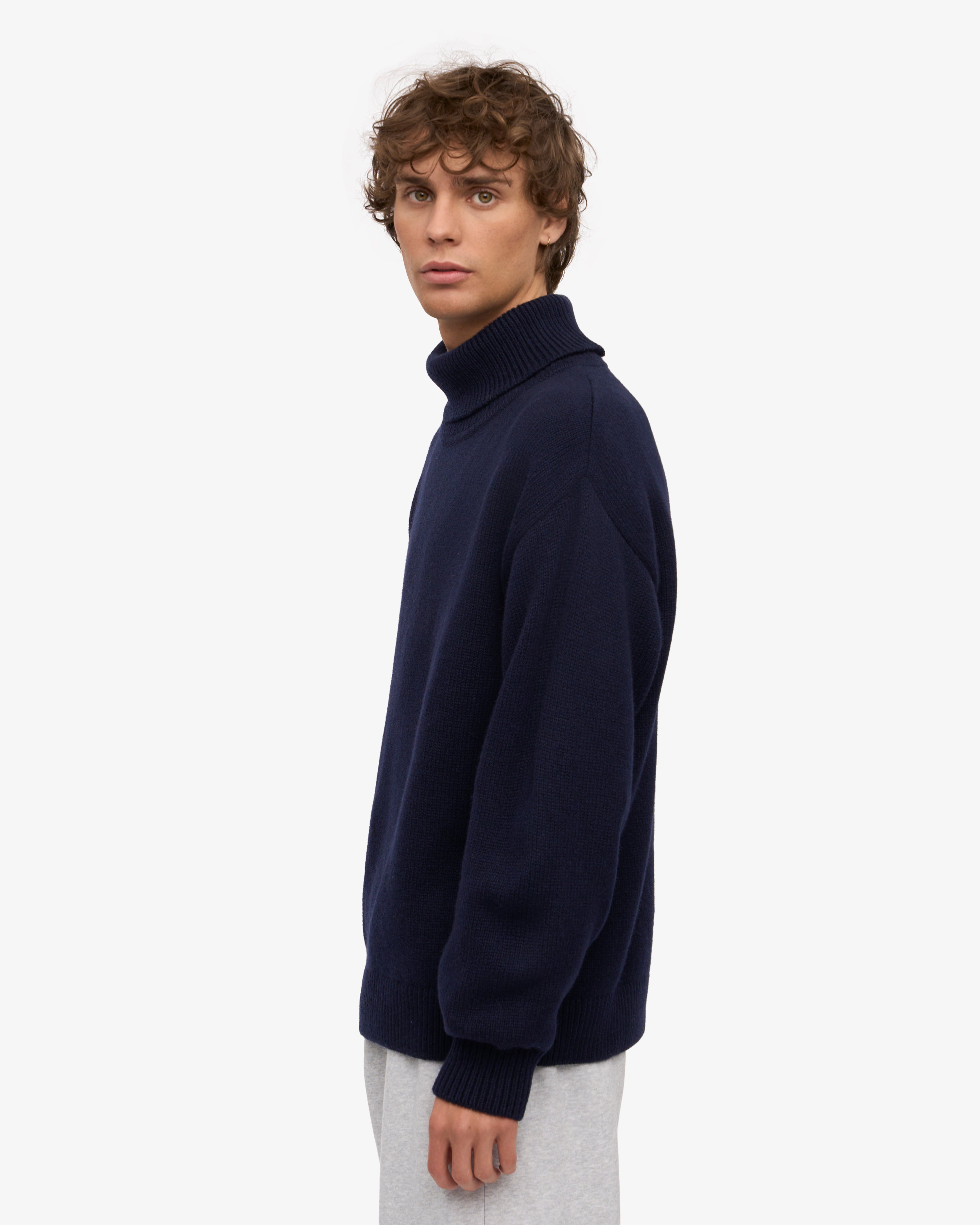 Premium Merino Wool Turtleneck Sweater for Men & Women - Soft & Warm Navy Blue Pullover - Perfect for Winter, Office & Casual Wear