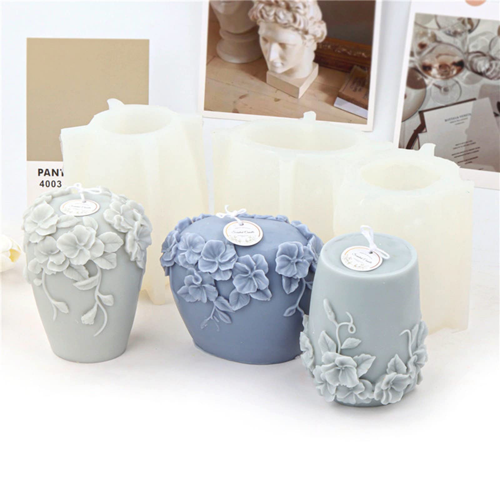3D Rattan Flower Silicone Candle Molds - DIY Aromatherapy Candle Making, Handmade Soap & Wax Melts - Perfect for Home Decor, Wedding Centerpieces & Spa Relaxation (Set of 3)