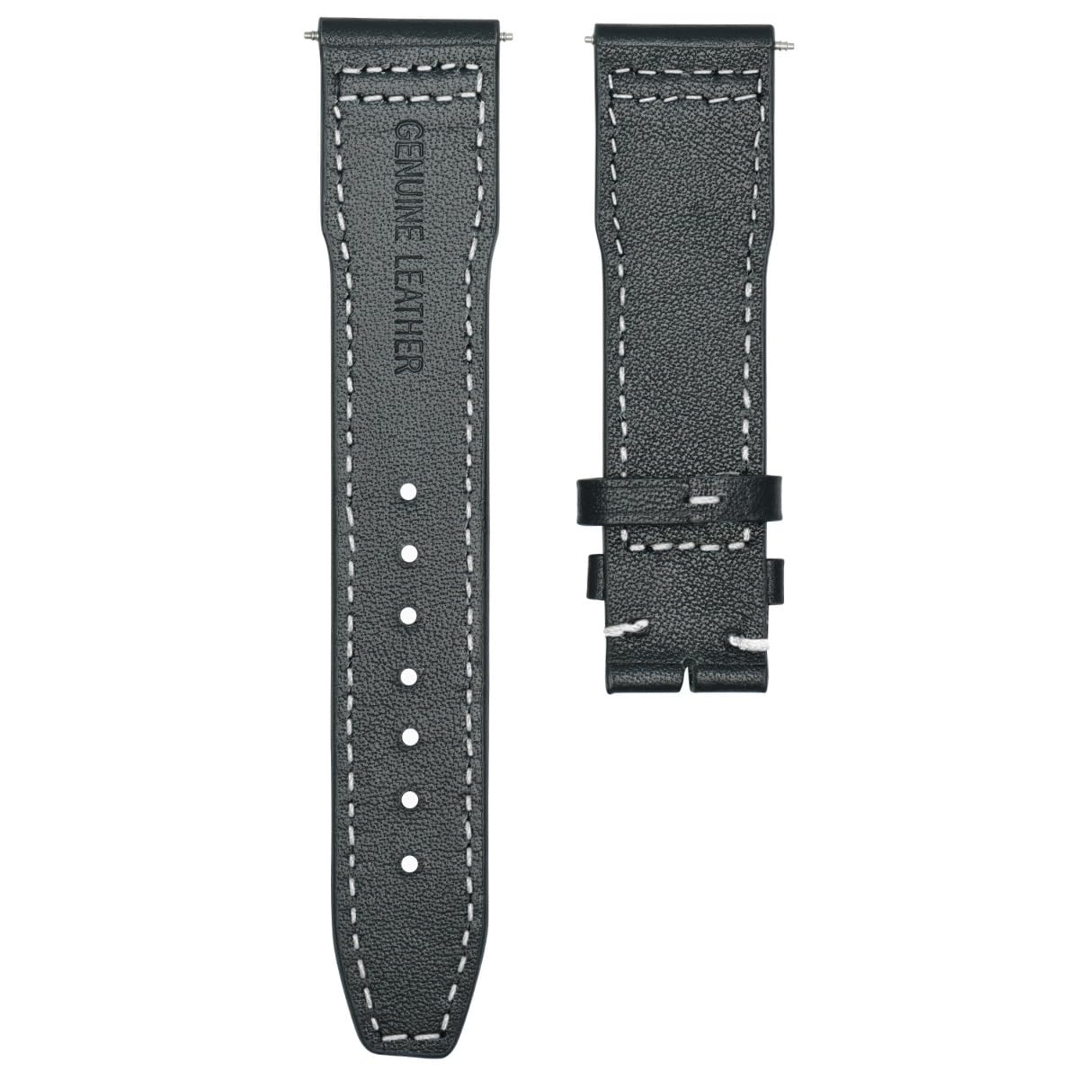 23mm Calf Leather Watch Band for IWC Pilot - Black & White Stitching | Dress & Casual Wear