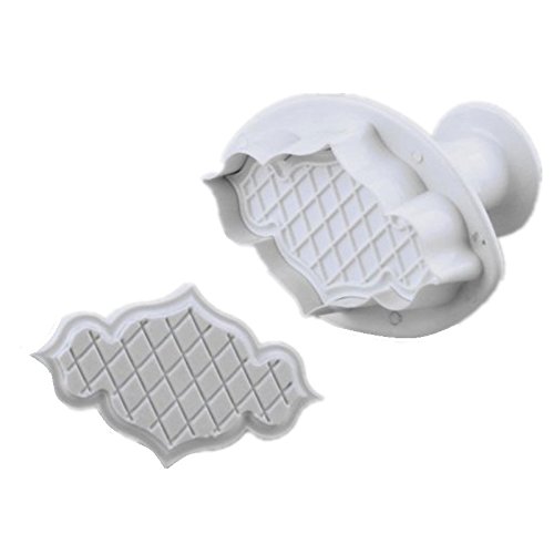 Diamond Plaque Nameplate Molds - Concave Convex Cake Plunger, Biscuit & Sugarcraft Cookie Cutter Set for Embossing | Perfect for Wedding Cakes, DIY Cookies & Baking Decorations