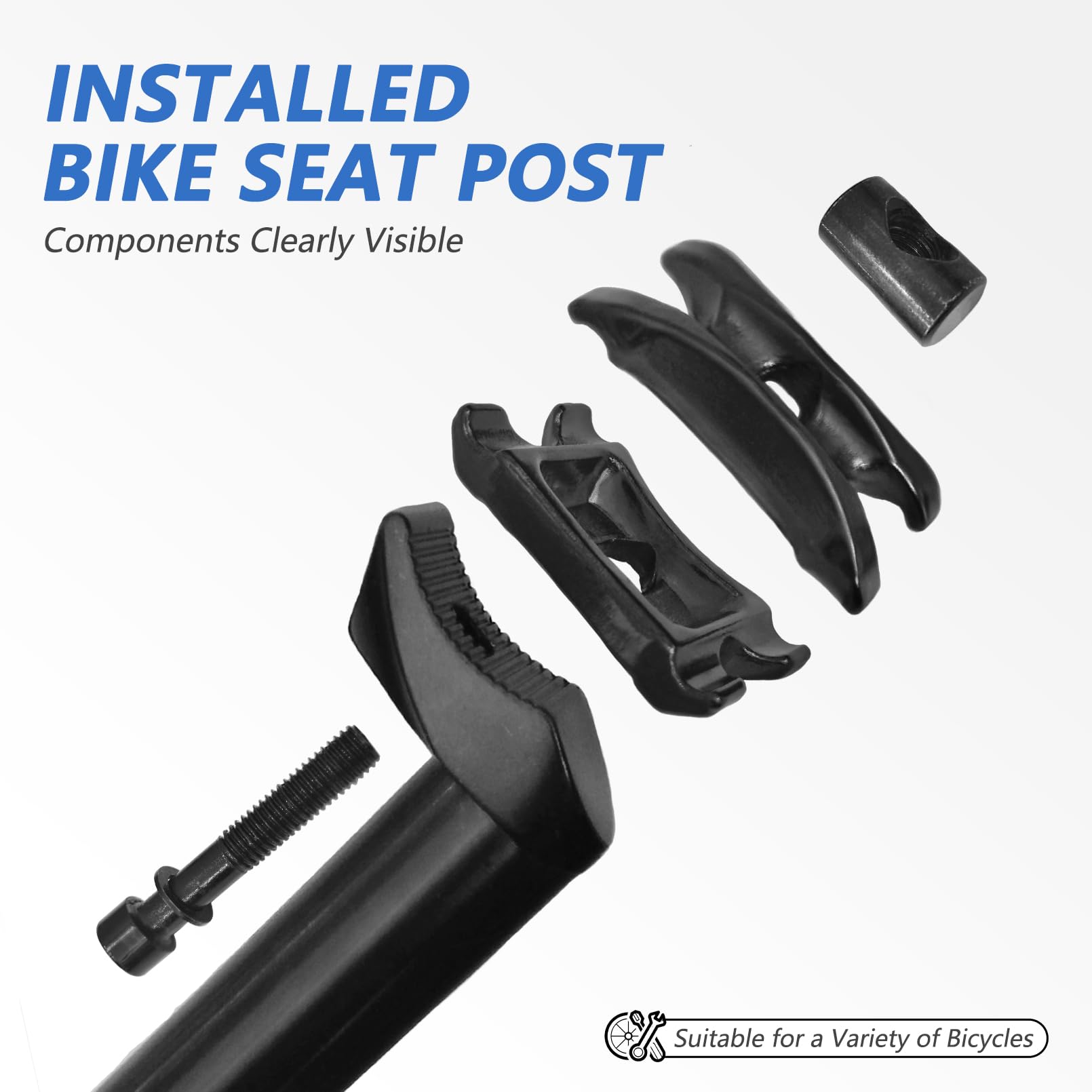 27.2mm Bike Seat Post - 350mm Adjustable Bicycle Seatpost for Road, Mountain & BMX Bikes | Angle & Height Adjustable Cycling Seat Clamp | Perfect for Commuting, Trail Riding & Urban Cycling