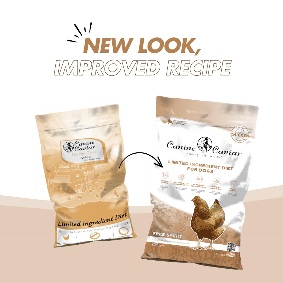 Canine Caviar Free Spirit Chicken & Pearl Millet Alkaline Dry Dog Food - Limited Ingredient, Gluten-Free Formula | Science-Backed Veterinary Alternative Diet for Dogs (22lb Bag) - Perfect for Sensitive Stomachs & Allergies