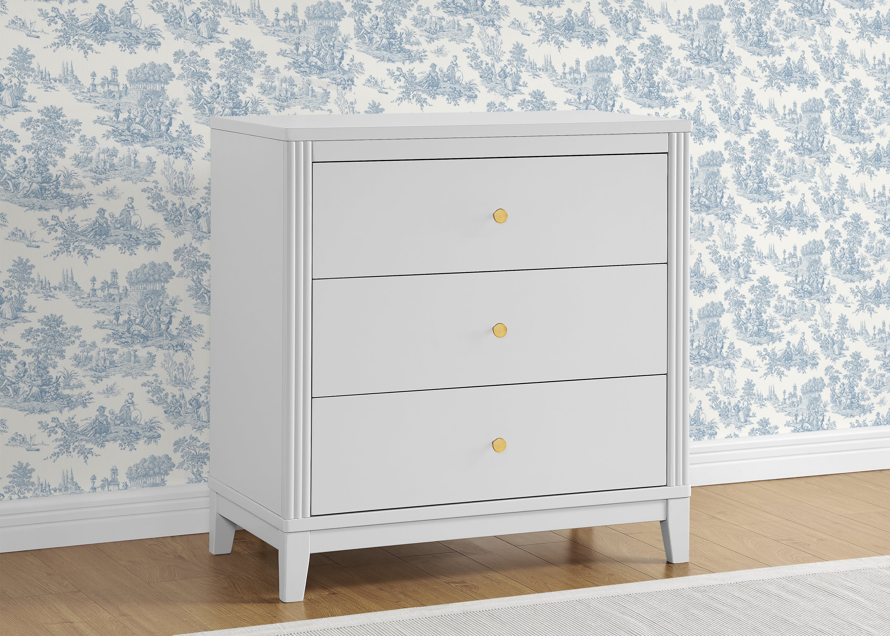 Eloise 3 Drawer Dresser with Changing Top & Interlocking Drawers - Nursery Storage Solution for Baby Clothes, Diapers & Essentials | Modern Baby Changing Table & Dresser Combo for Nursery Organization