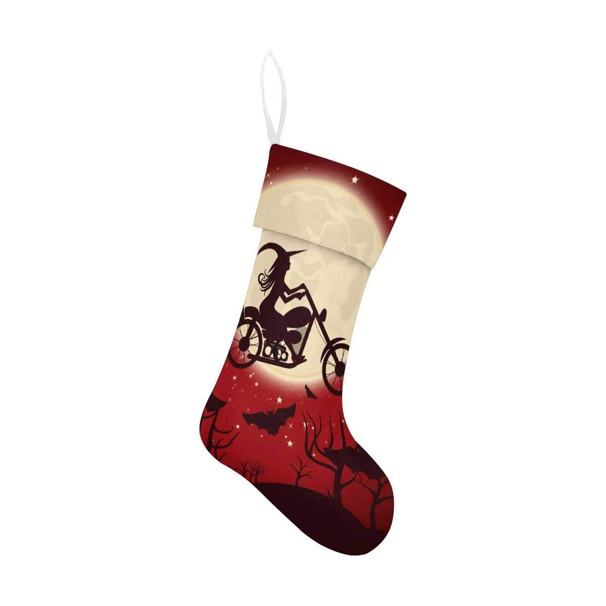 InterestPrint Classic Christmas Stockings for Fireplace - Motorcycle Witch Design - Holiday Decor for Fireplace Mantel, Xmas Party & Festive Home Decoration