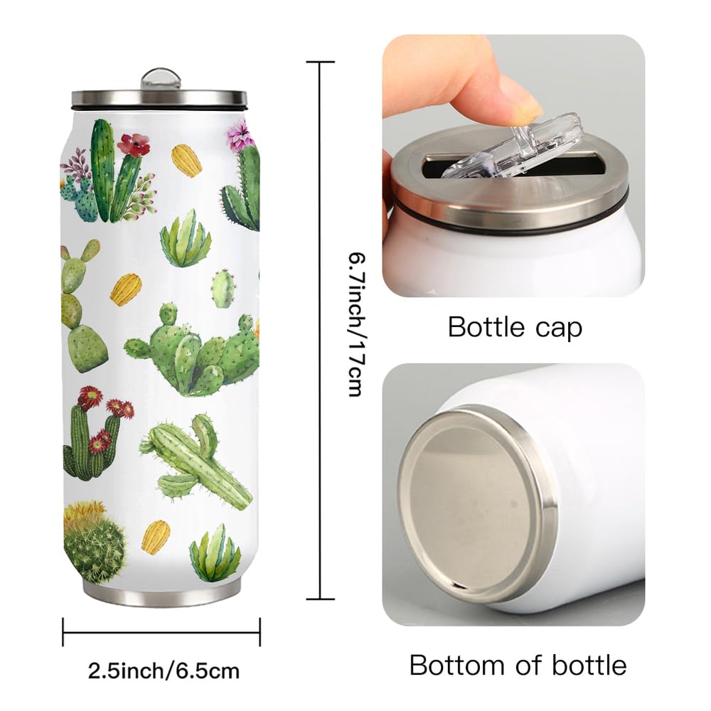 17oz Cactus Tumbler with Lid & Straw - Insulated Travel Coffee Mug for Plant Lovers | Perfect Gift for Cactus Enthusiasts, Office Use, Outdoor Adventures & Daily Commute