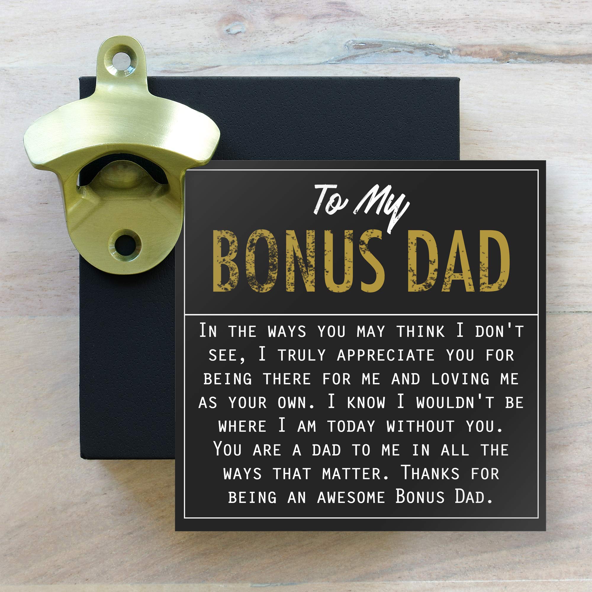 Stepdad Gift Box with Heartfelt Card - Perfect Birthday & Holiday Present for Dad - Includes Bottle Opener - Great for Father's Day, Christmas & Special Occasions