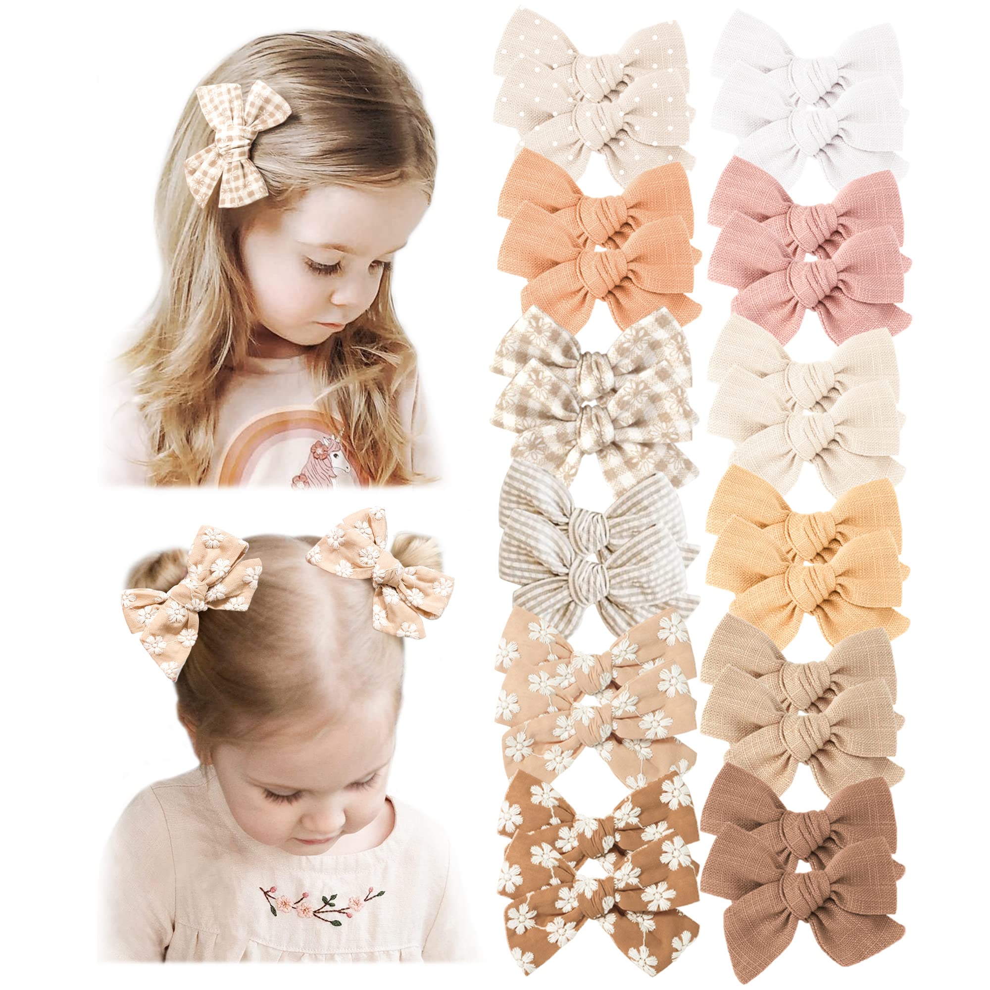 Niceye 24 Pack Baby Girl Hair Clips Set - Handmade Hair Bows & Barrettes with Alligator Clips for Infants, Toddlers & Kids | Perfect for Parties, School & Daily Outfits