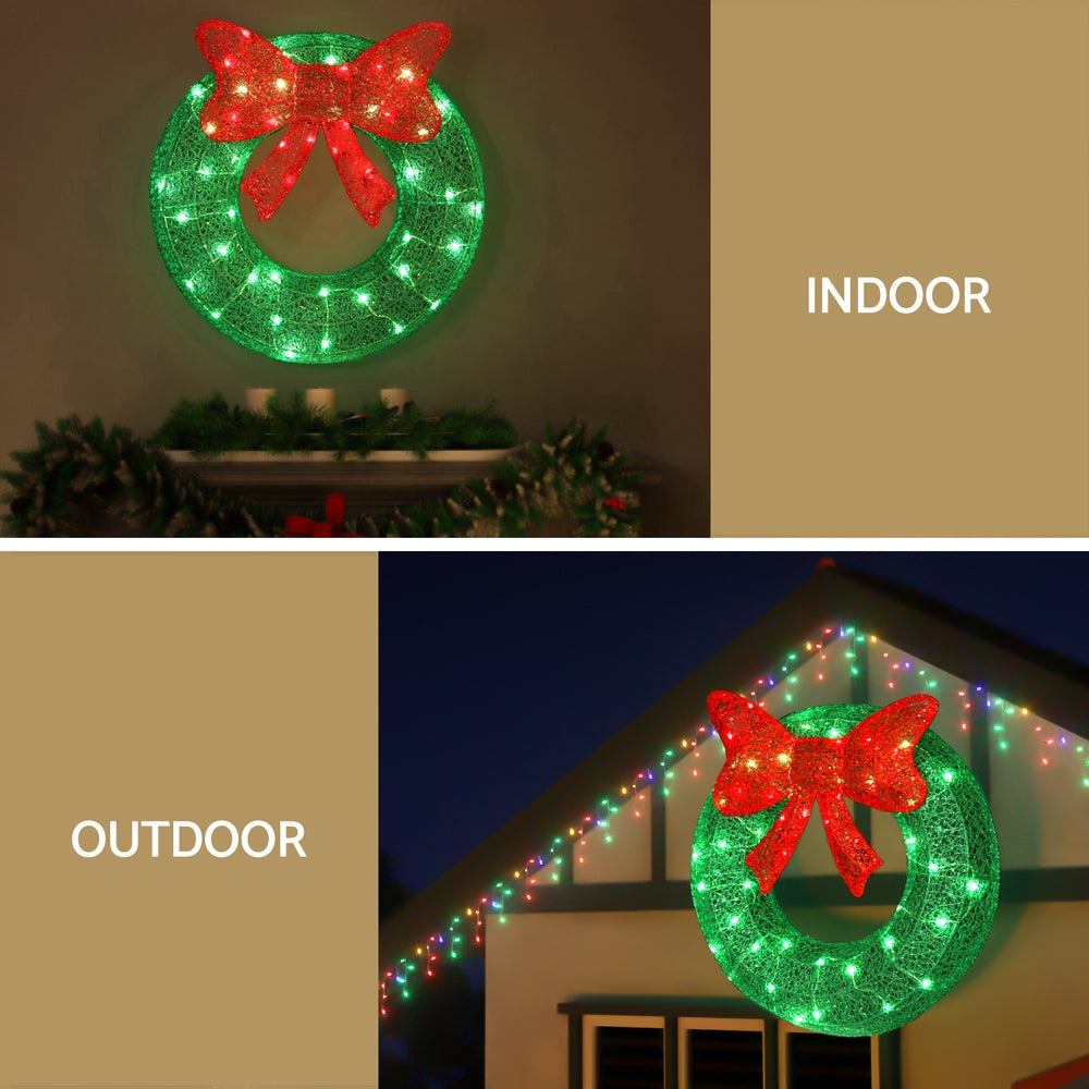 50 LED Solar Christmas Wreath Lights - 0.6M Waterproof Outdoor Holiday Decor with 8 Lighting Modes for Door, Window, Garden & Patio Decorations
