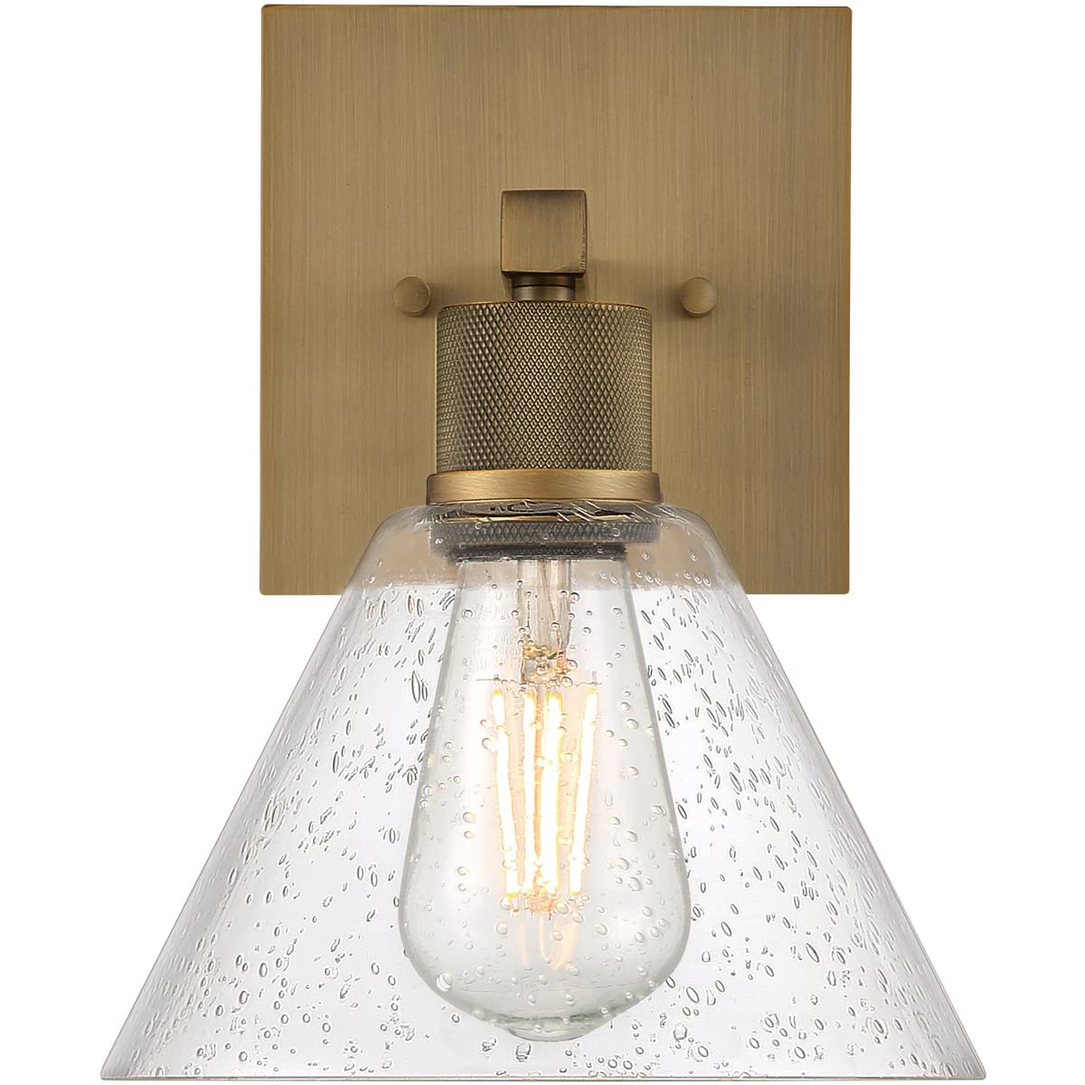 Access Lighting Port Nine Martini LED Wall Sconce - Antique Brushed Brass with Seeded Glass - Dimmable & Replaceable LED - Perfect for Dining Room, Bedroom, or Hallway Lighting