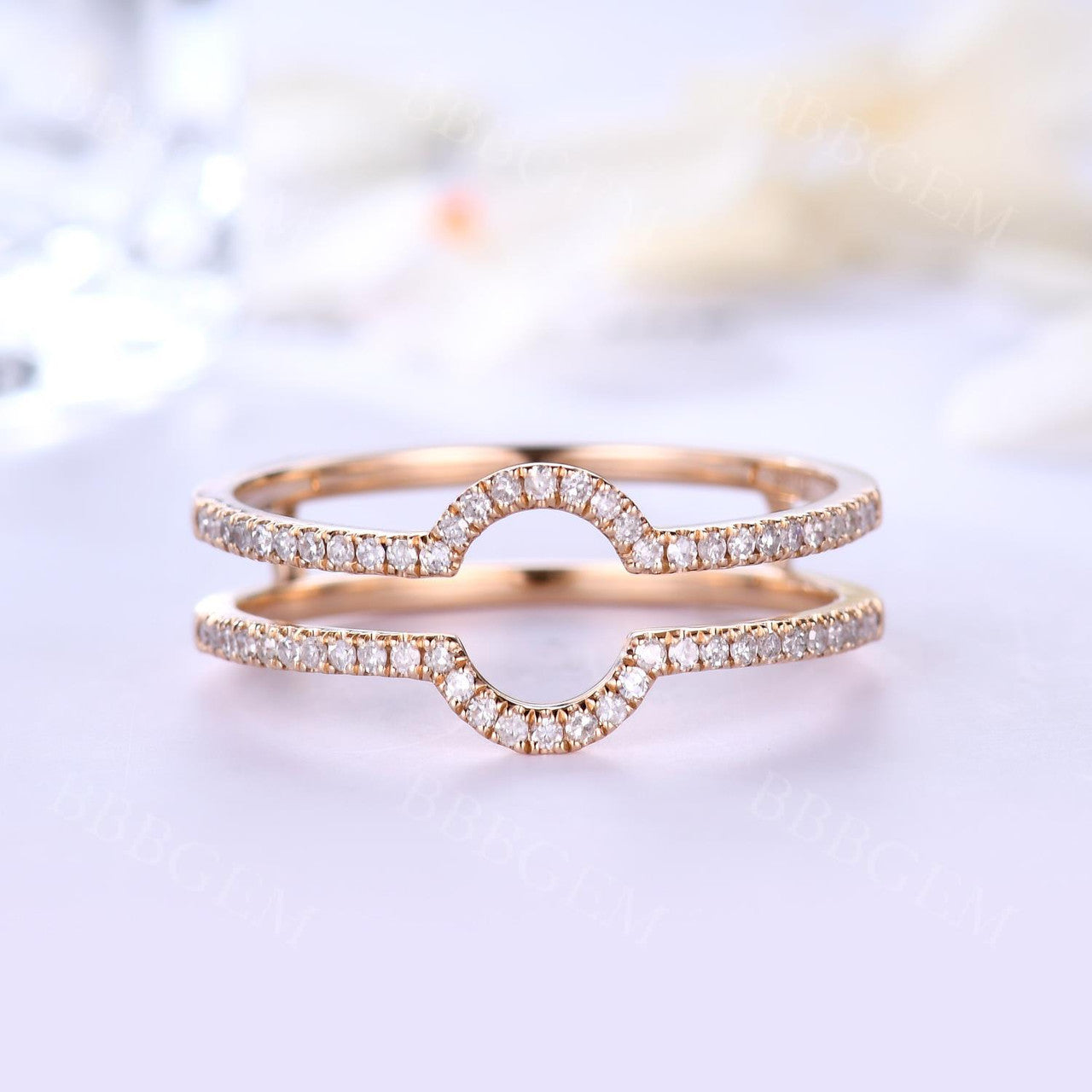 Elegant Open Shank Diamond Fashion Ring - Double Band Euro Shank Enhancer Ring for Women | Perfect for Weddings, Anniversaries & Special Occasions