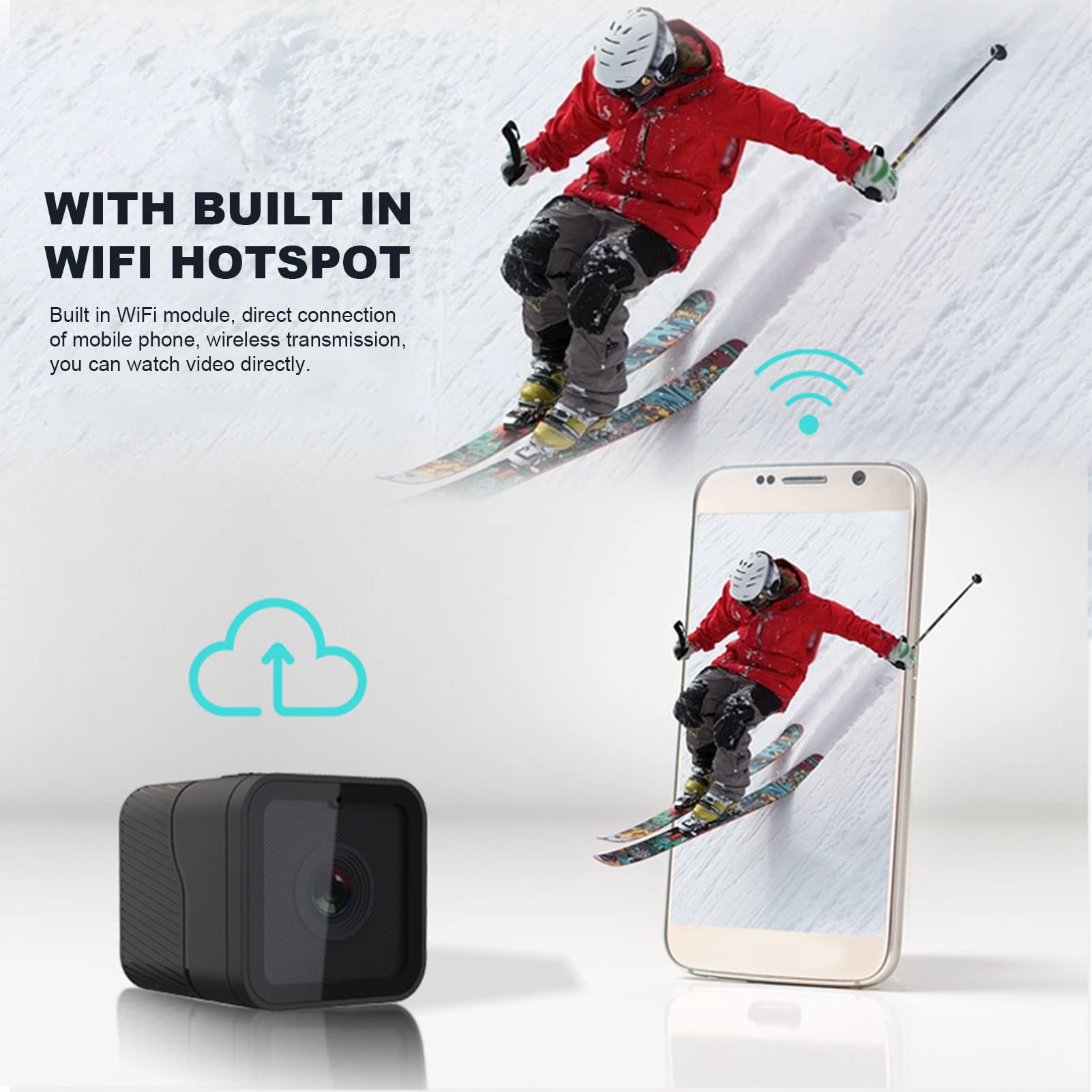 Annadue Portable WiFi Action Camera for Outdoor Sports - Waterproof HD Video Camera with Microphone & Long Battery Life - Ideal for Travel, Vlogging, Cycling & Adventure Recording
