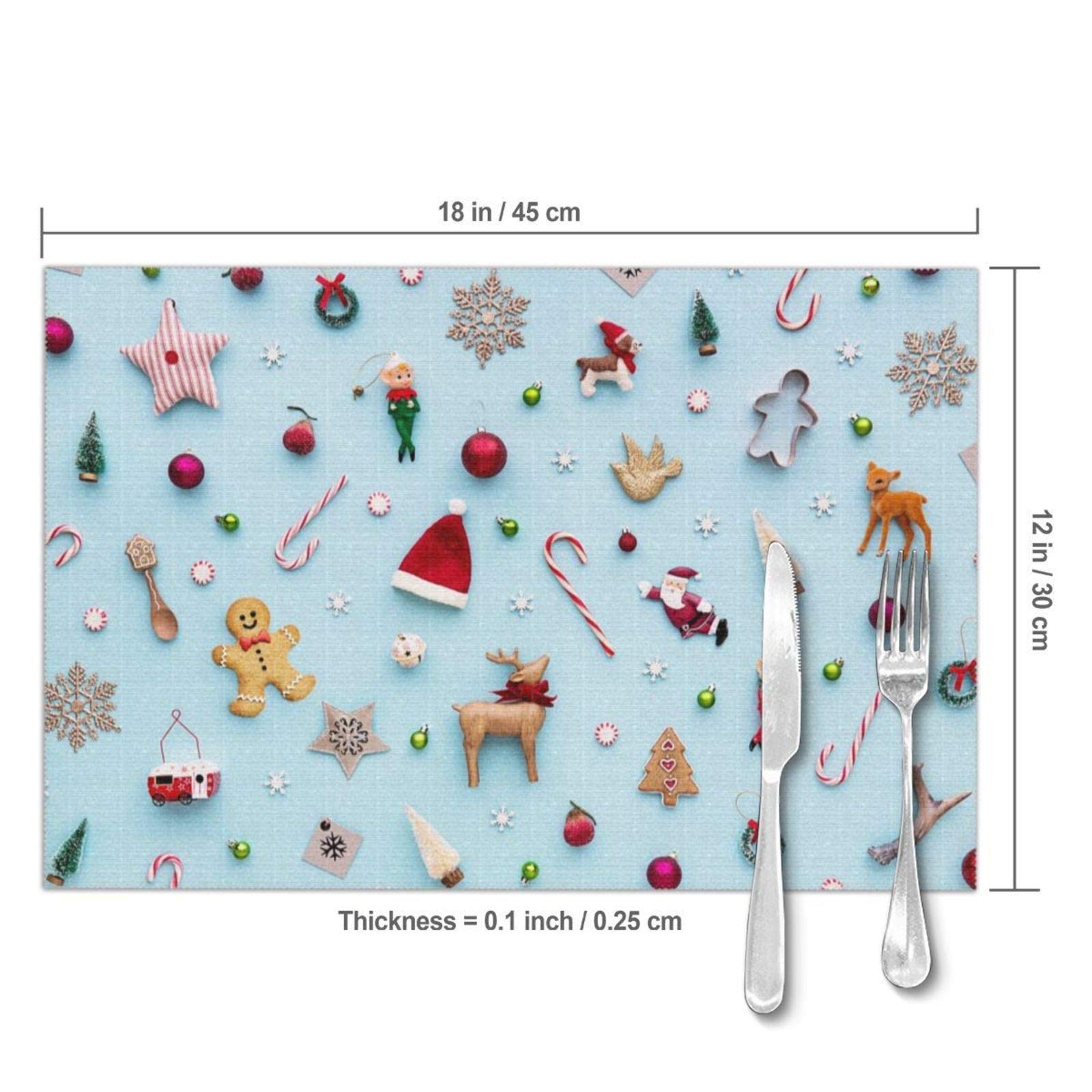 6 Pack Christmas Placemats Set - 12x18 Inch Washable & Easy Clean Table Mats for Dining Table, Kitchen Decor - Perfect for Holiday Parties, Family Gatherings & Festive Home Decor