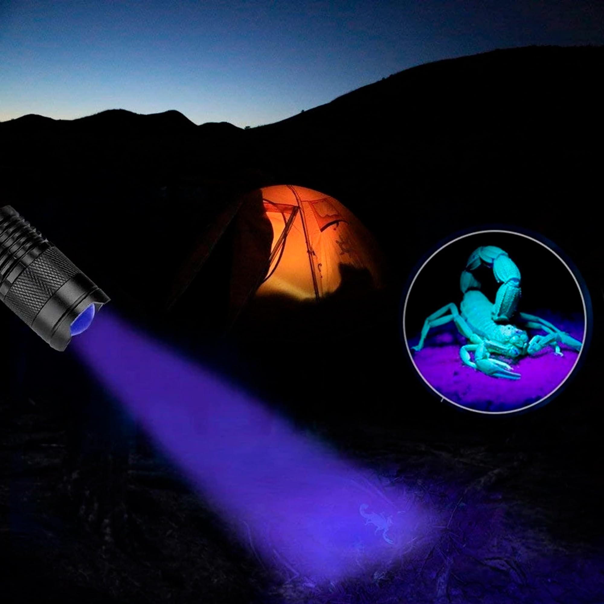 HQRP 365nm 3W UV Blacklight Flashlight - Detect Uranium Glass, Vaseline Glass & Minerals | Gem Hunting, Rock Collecting, Home Inspection & Security Use