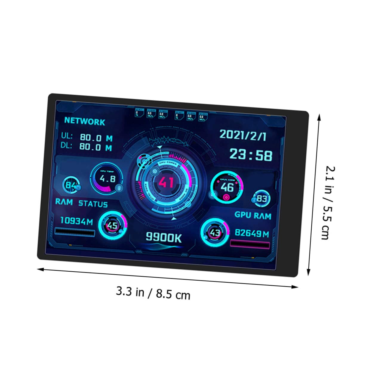 DOITOOL USB Mini Secondary Monitor for PC - HDD & GPU Temperature Display, RAM Data Monitor, Real-Time Computer Performance Screen - Perfect for Gaming, Streaming & Workstation Setups