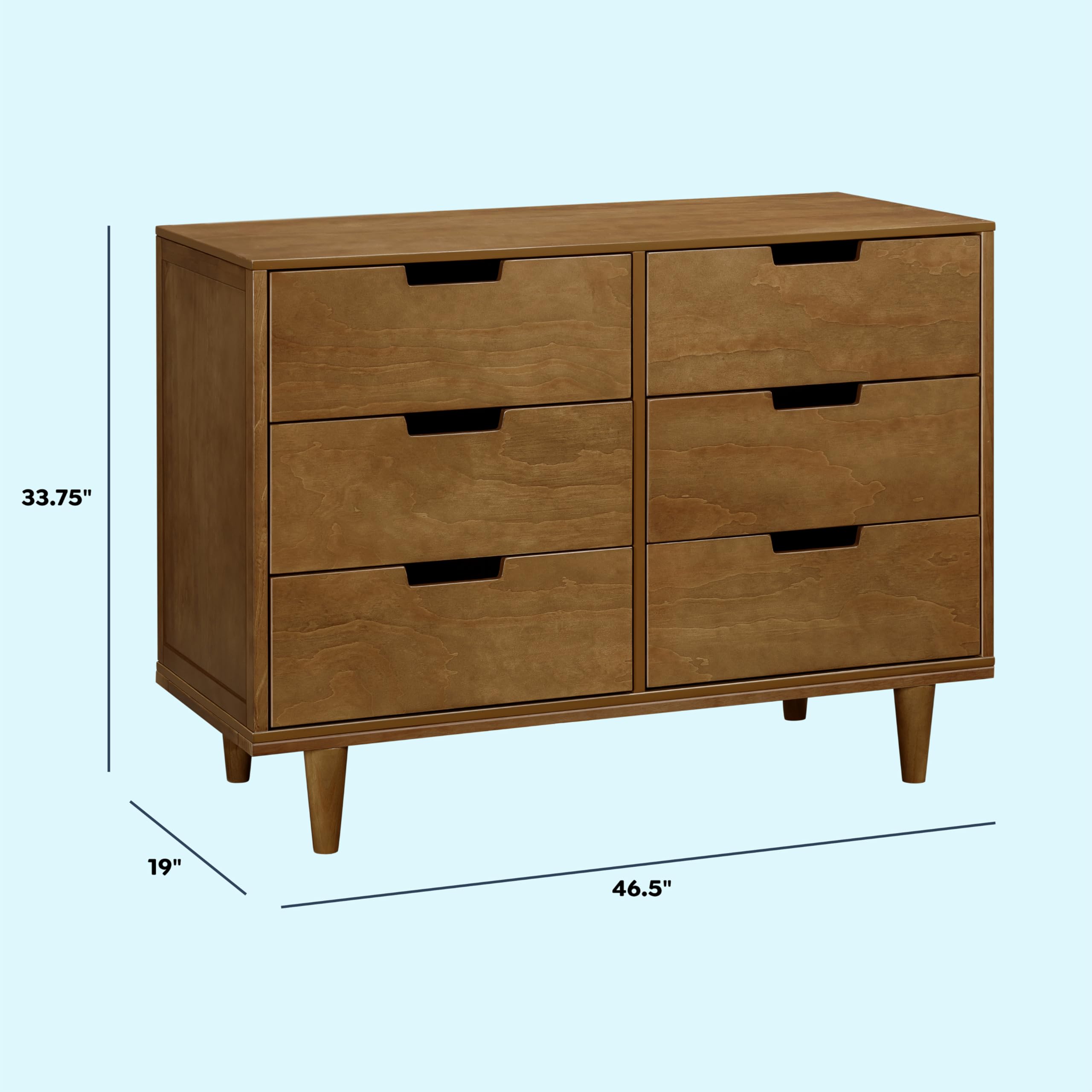 DaVinci Marley 6-Drawer Dresser for Nursery & Kids Bedroom - Solid Wood Toddler Dresser for Boys & Girls - Multi-Functional Chest of Drawers for Living Room & Hallway - Walnut Finish - Perfect for Baby Clothes Storage & Home Organization