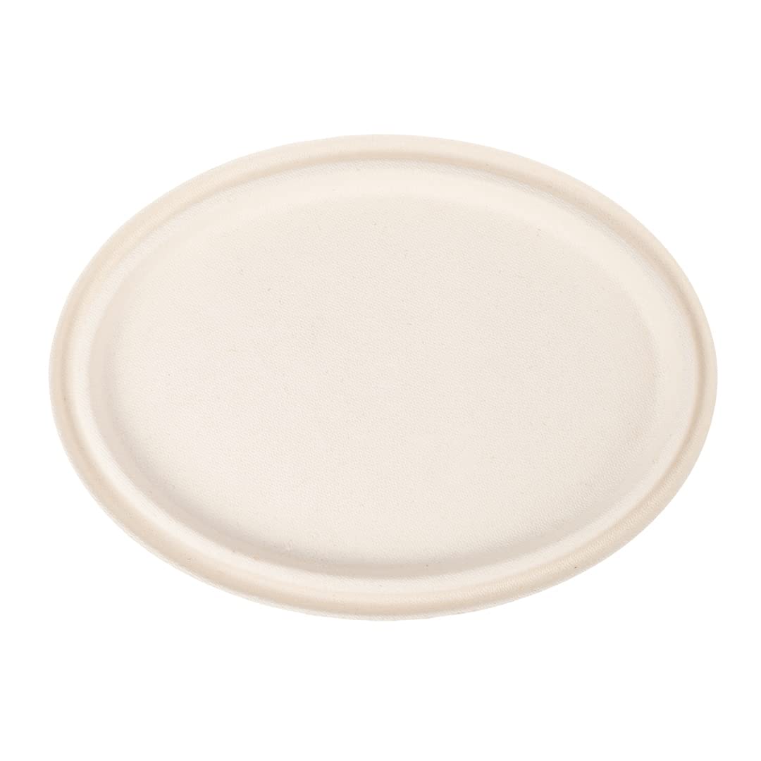 Eco-Friendly 100-Pack Oval Bagasse Lids for 21-OZ Sugarcane Bowls | Biodegradable & Compostable Disposable Lids | Perfect for Restaurants, Catering & Takeout Meals