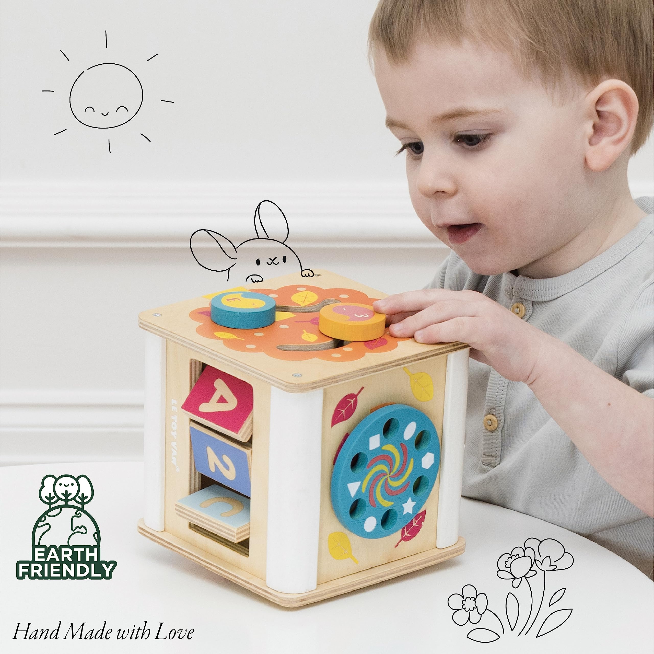 Le Toy Van Petit Activity Cube - Wooden Baby Toy for Early Learning & Development - Perfect for Playtime, Nursery, and Montessori Education